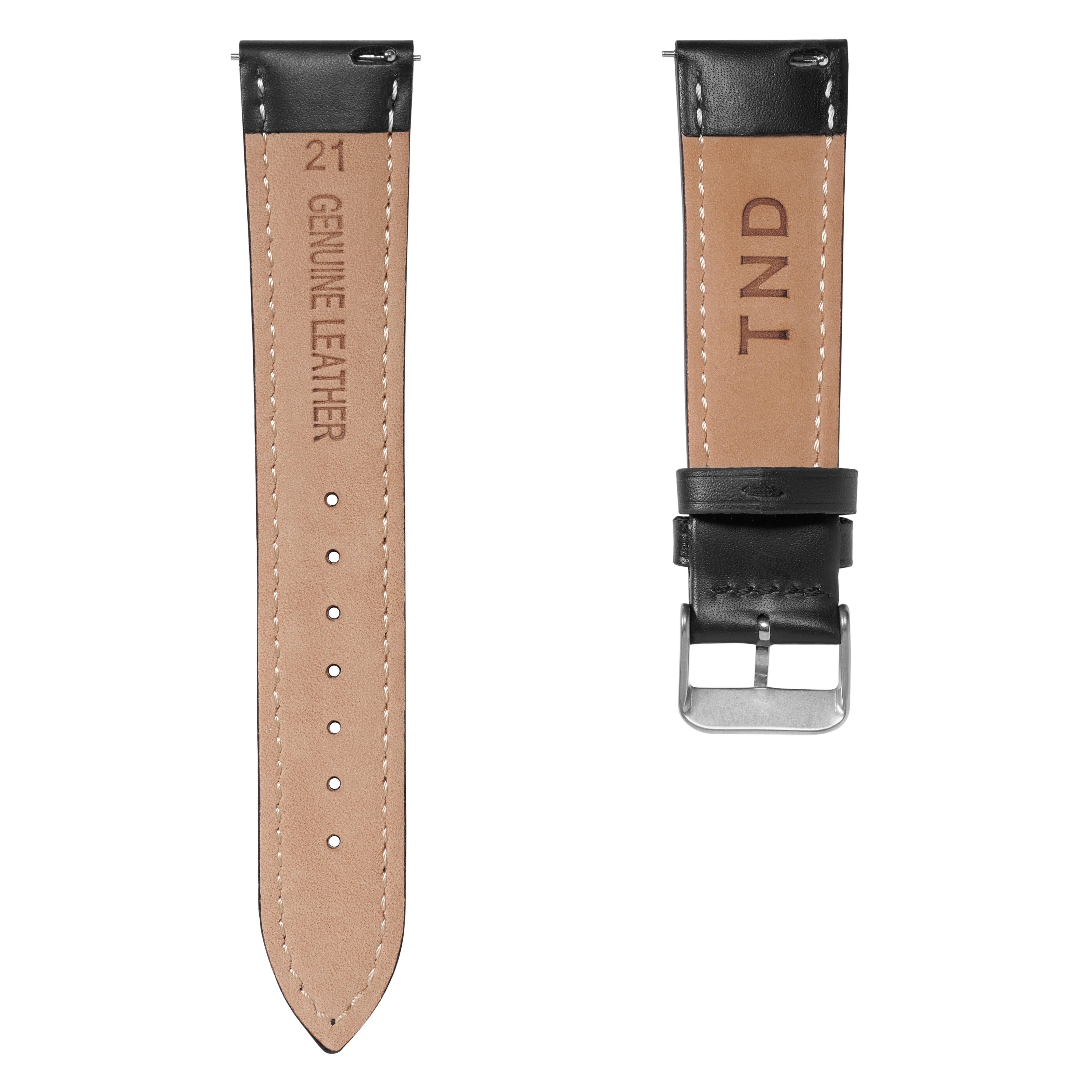 18mm Black Leather Watch Strap with Silver-Tone Buckle – Quick Release - 3