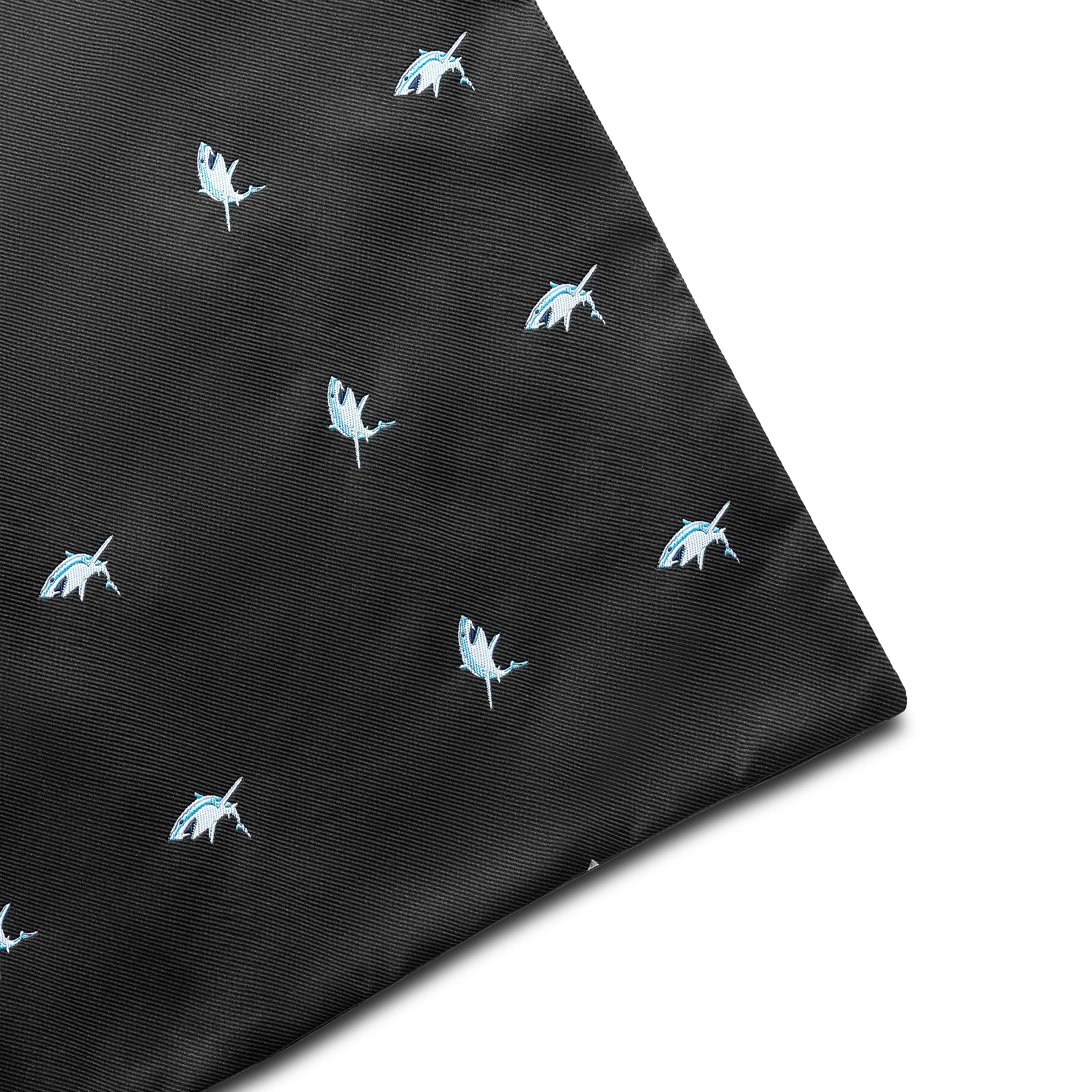 Black Double-Sided Pocket Square with Sharks - 5