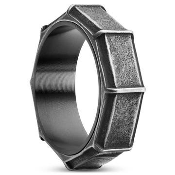 Pearce | 8 mm Vintage Silver-Toned Stainless Steel Torque Ring