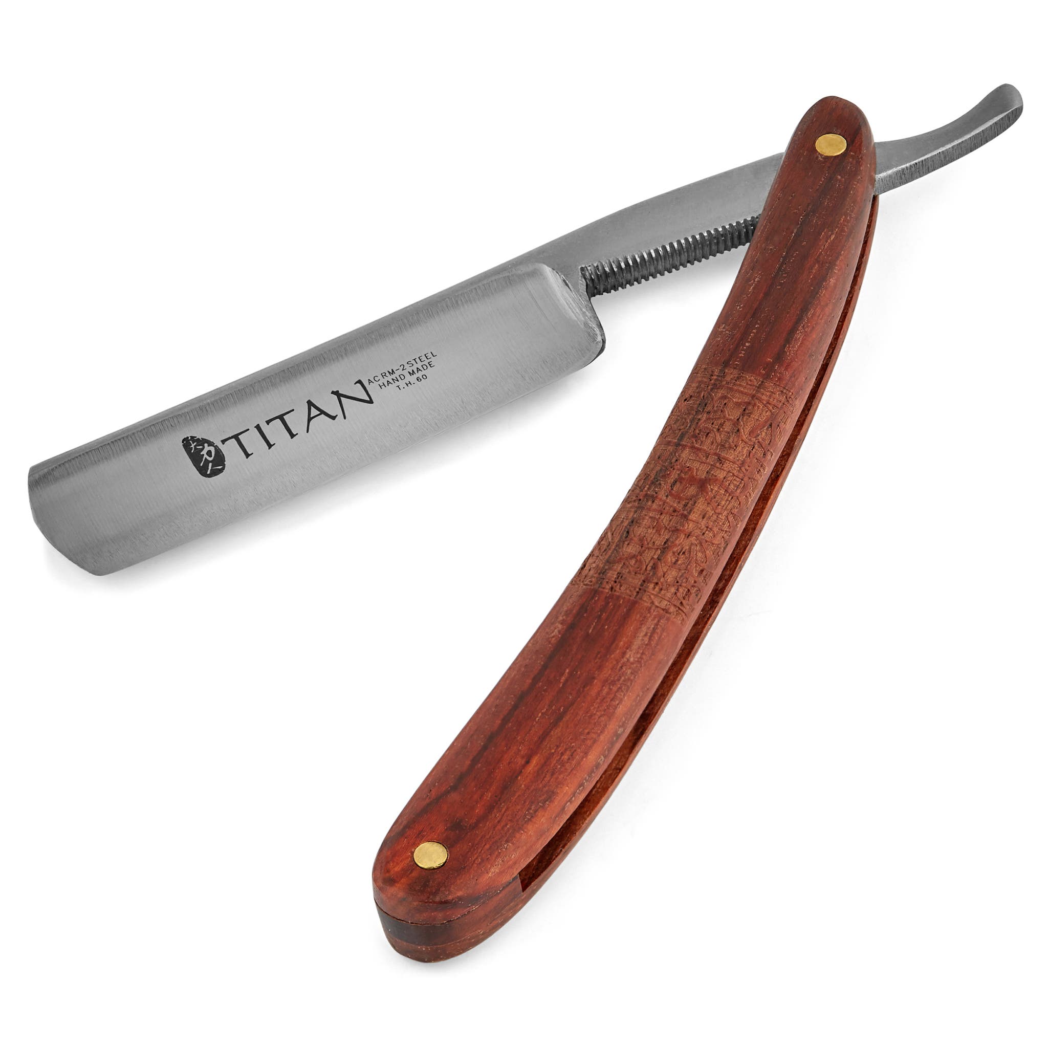 Mahogany Wood Carved Straight Razor | In stock! | Titan
