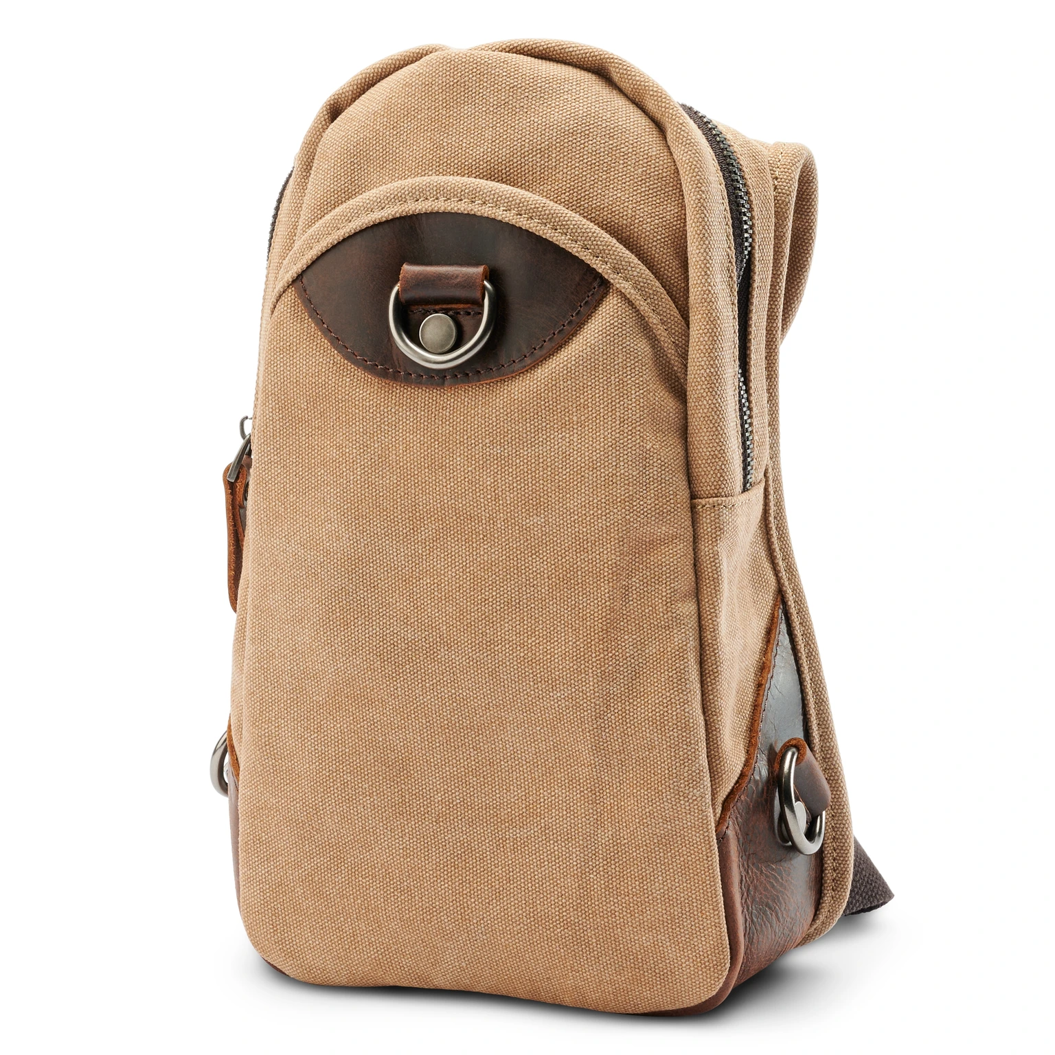 Tan Canvas & Brown Leather Shoulder Bag Tan Canvas & Brown Leather Shoulder Bag