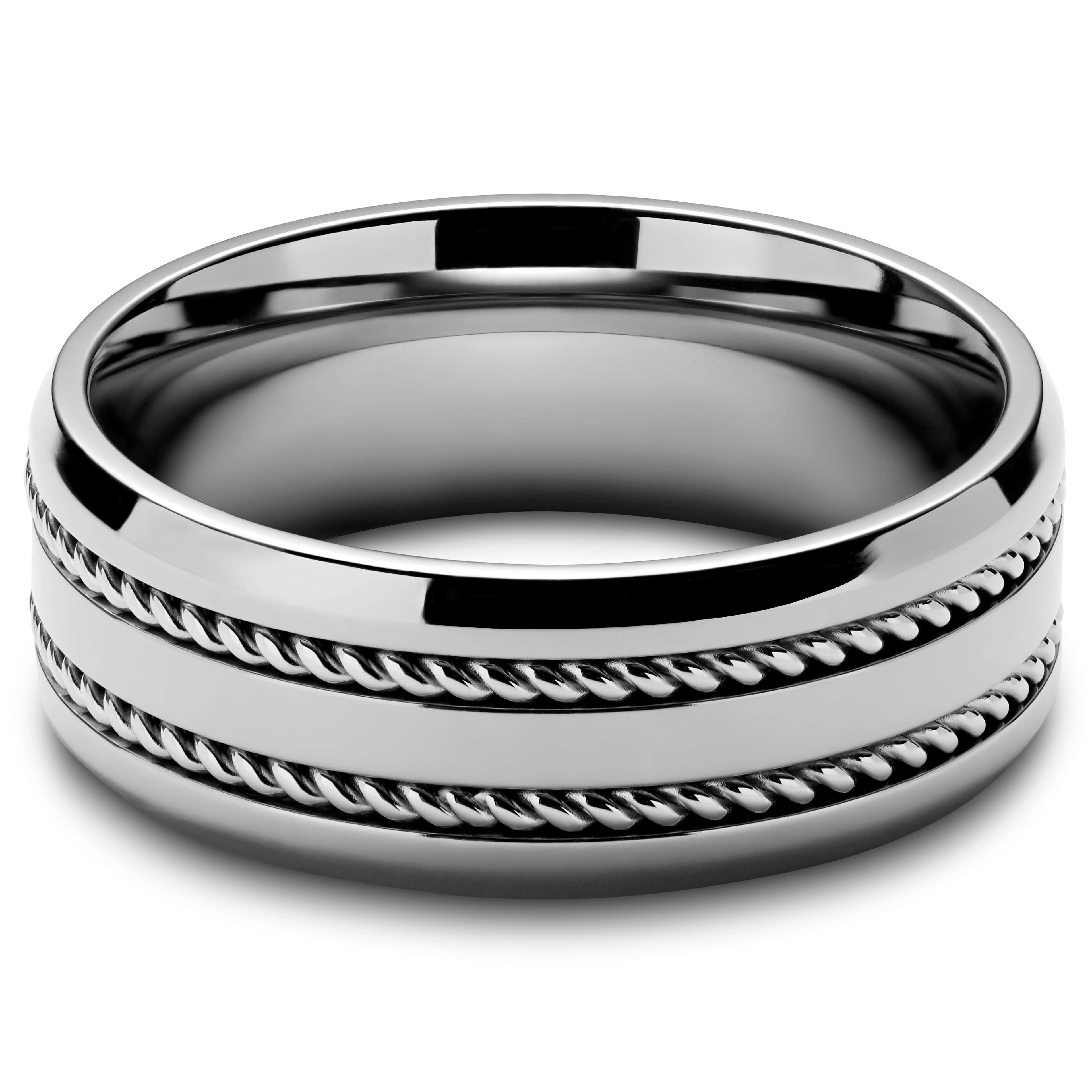 Aesop Silver-tone Double Wire Titanium Ring - 2 - hover gallery
