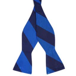 Navy Blue & Light Blue Stripe Silk Self-Tie Bow Tie