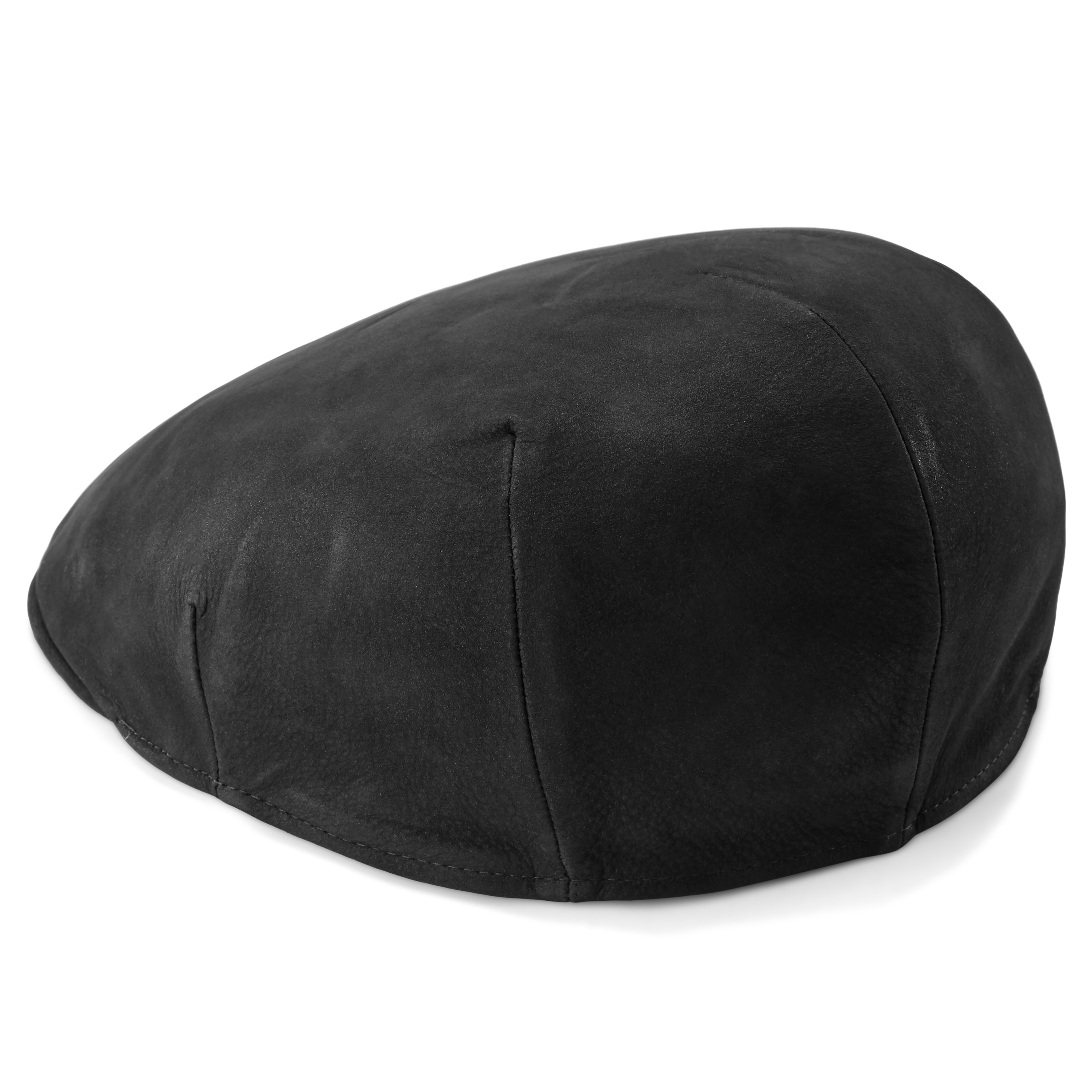 Nappa Black Leather Fido Flat Cap - 3