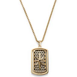 Icarus | Gold-Tone Star Spinning Inner Dog Tag Box Chain Necklace