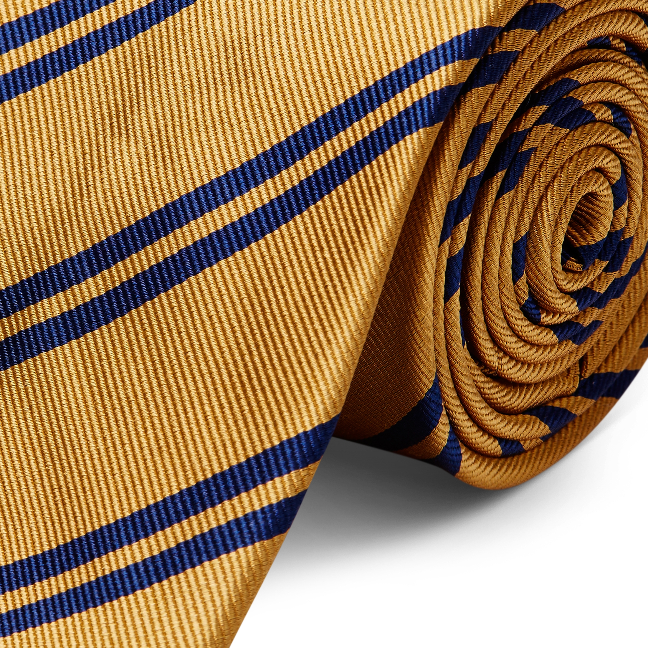 Navy Twin Stripe Gold Silk 8cm Tie - 2