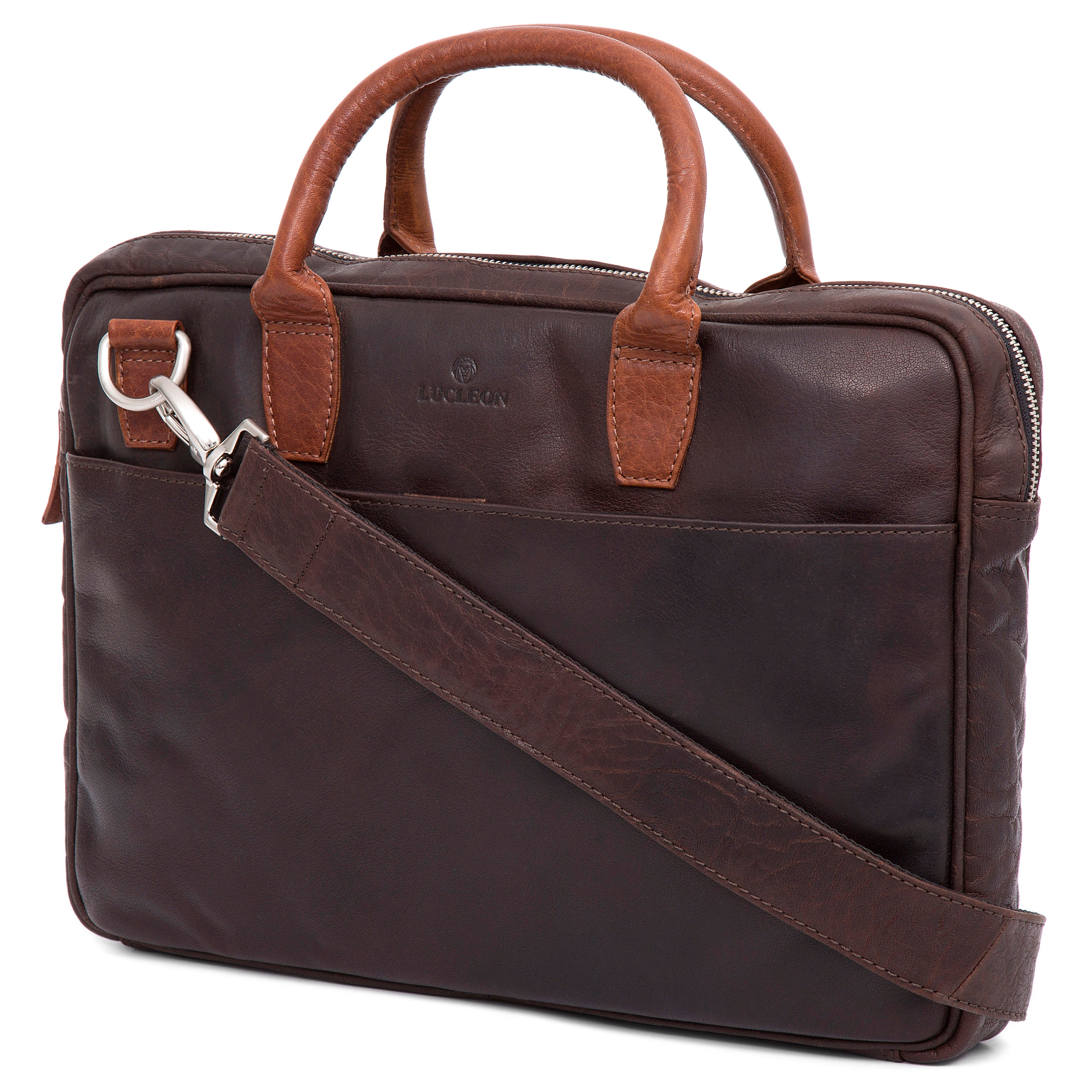 Montreal Schlanke Braune & Hellbraune Executive Ledertasche 13 Zoll - 4
