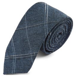 Farmerhatású kék pamut nyakkendő
