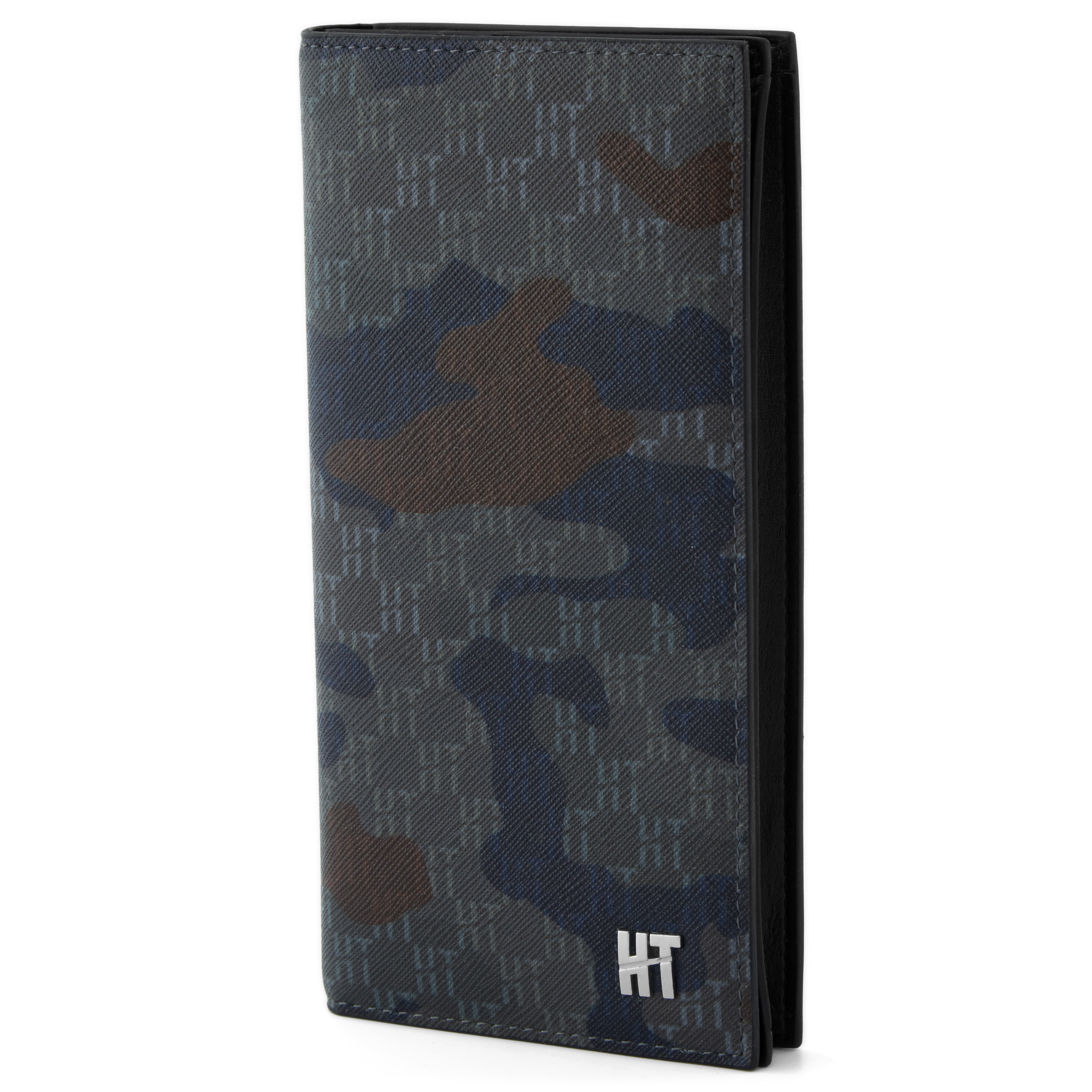 Duży czarnoniebieski portfel we wzór moro - 1