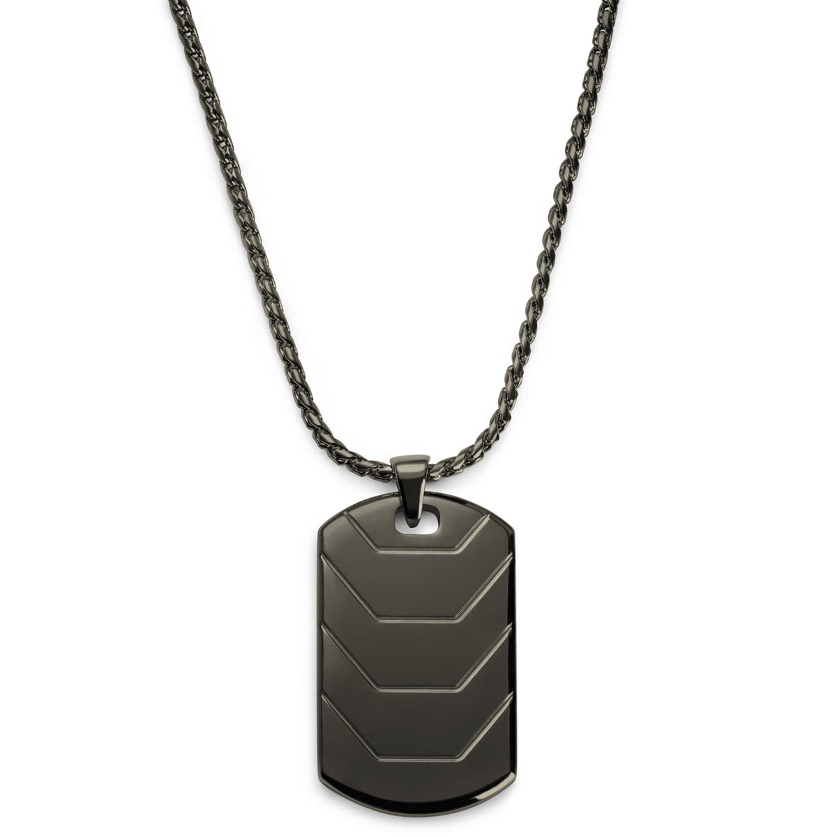 Icarus Gunmetal Black Stainless Steel Armour Plating Dog Tag