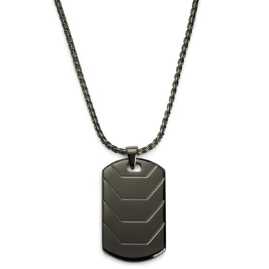 Icarus | Metallsvart Halsband i Rostfritt stål med Rustning ID-bricka Icarus | Metallsvart Halsband i Rostfritt stål med Rustning ID-bricka
