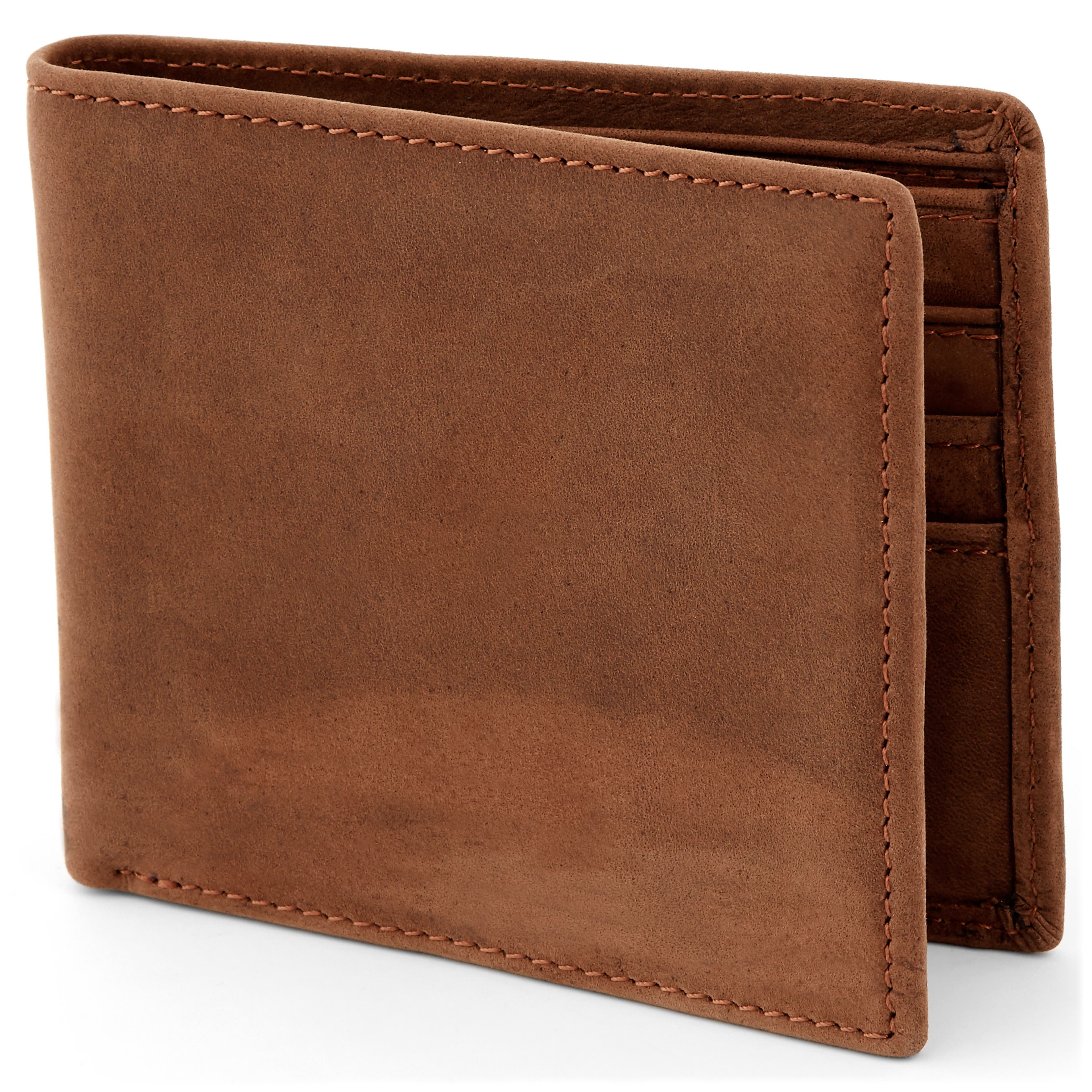 Leather Vertical Slim Wallet - Dark Brown - EvenOdd