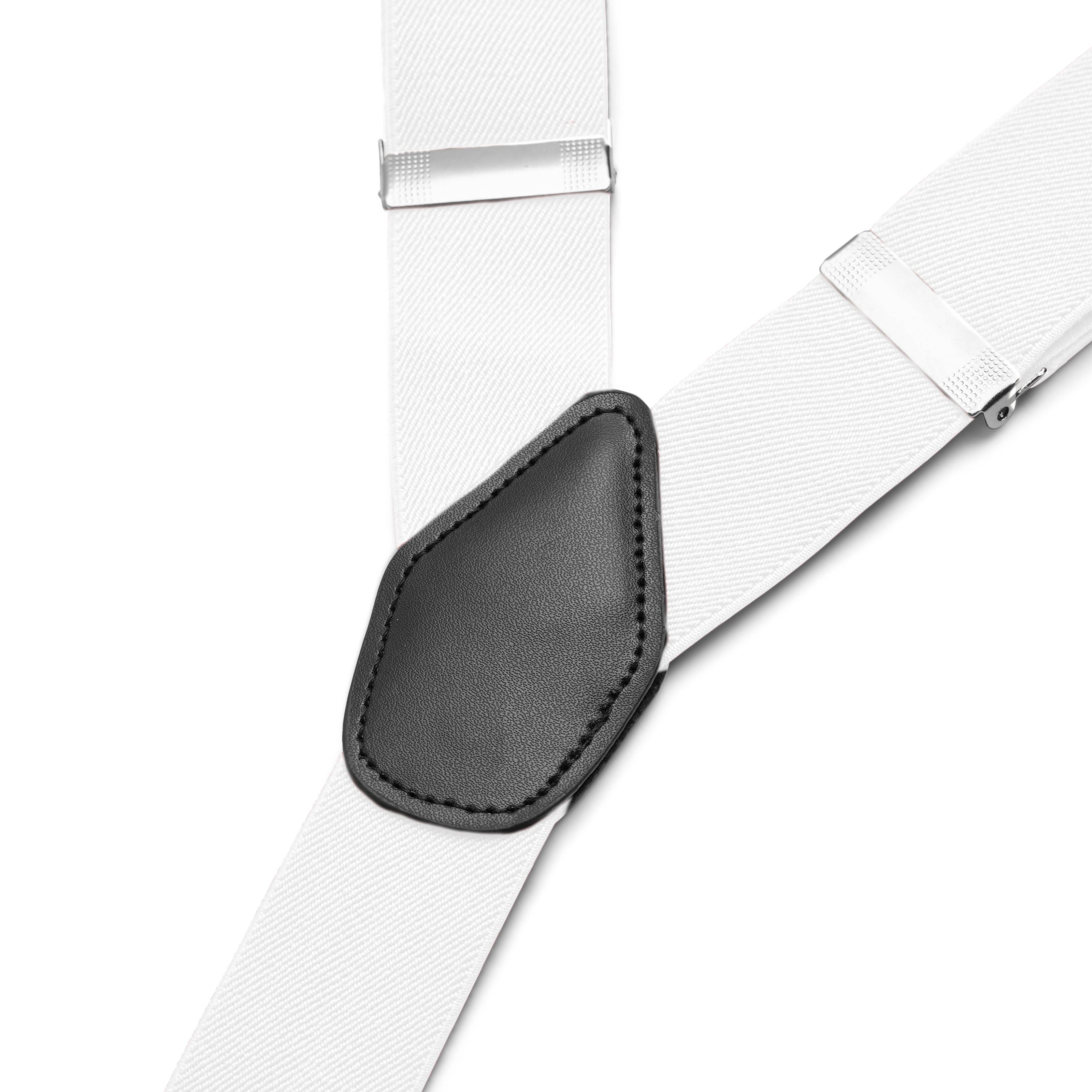 Wide White Split Button Braces - 2
