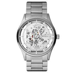 Phantom | Silver-Tone Stainless Steel Skeleton Watch With White Dial