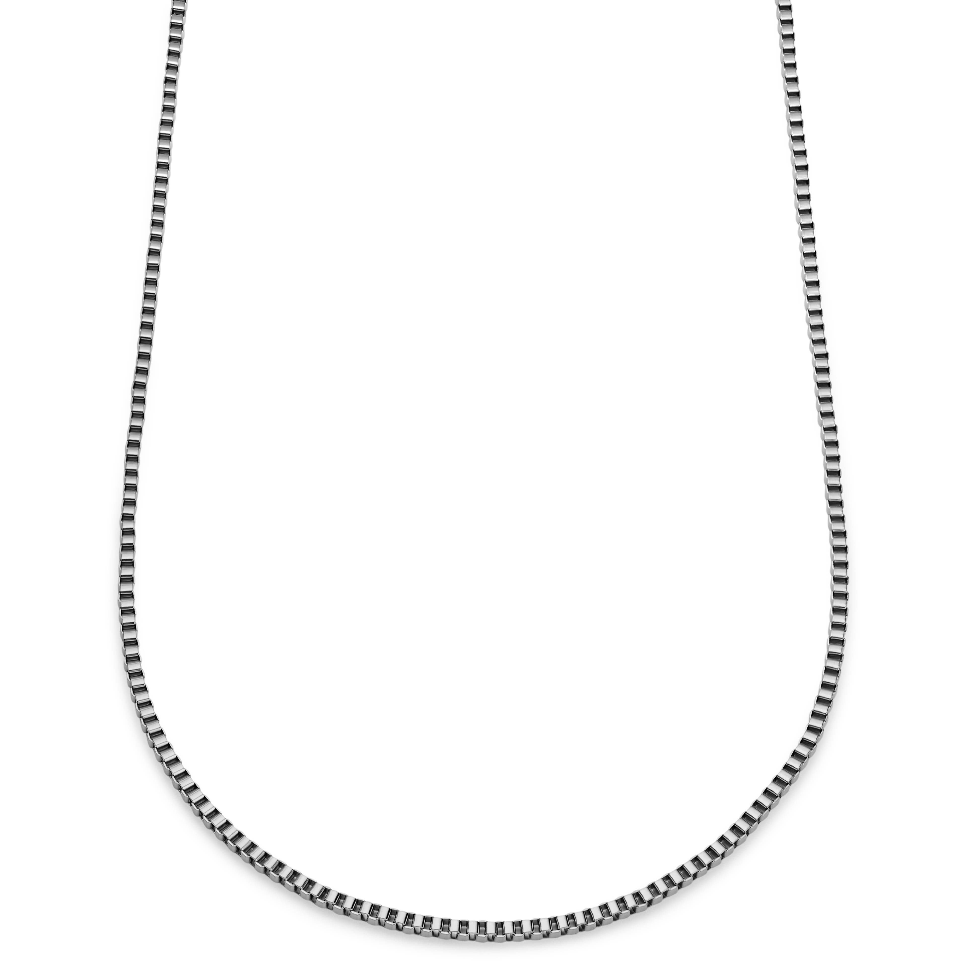 Essentials | 1/8" (3 mm) Silver-Tone Square Box Chain Necklace