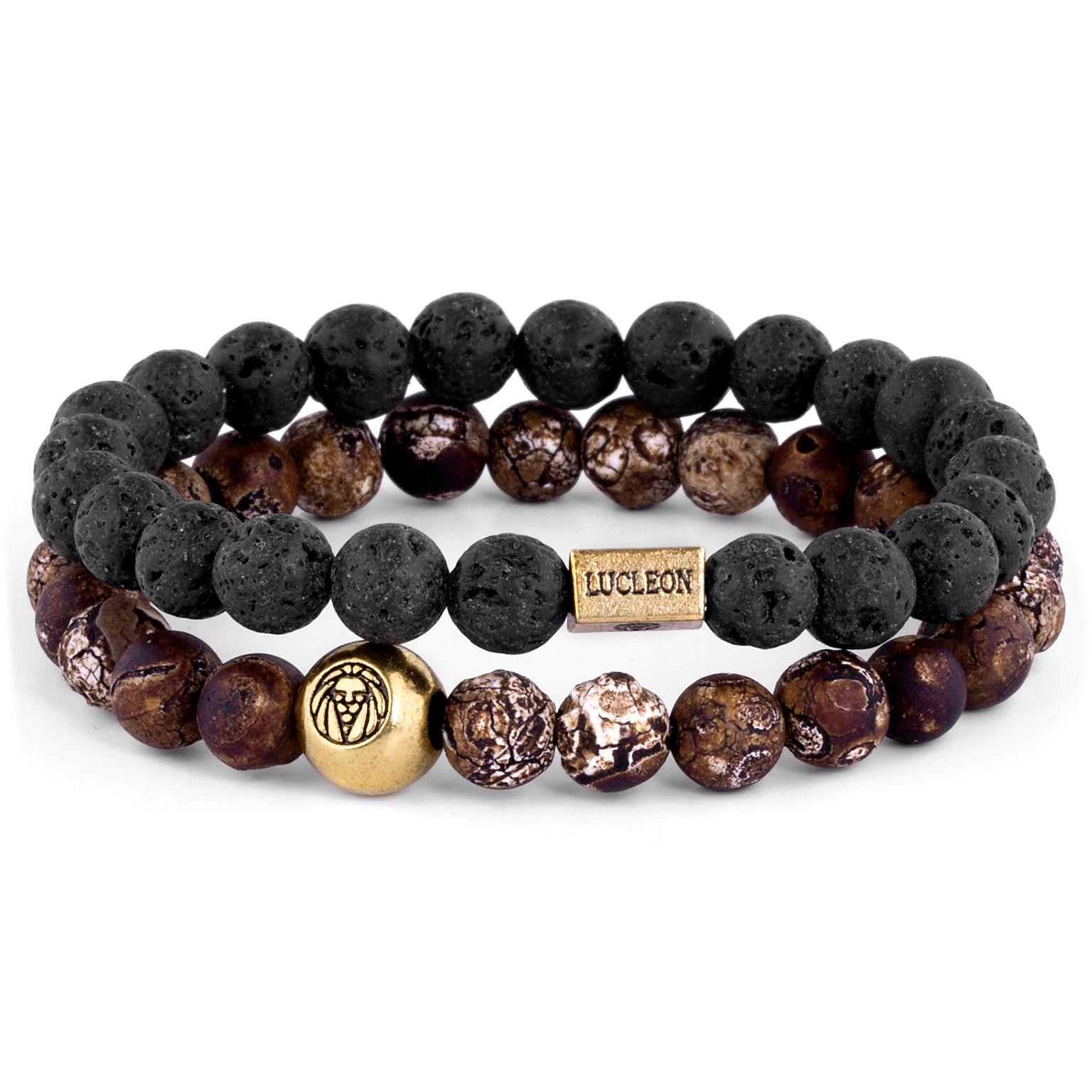 Bruine Agaat & Lava Miro Armband Bruine Agaat & Lava Miro Armband