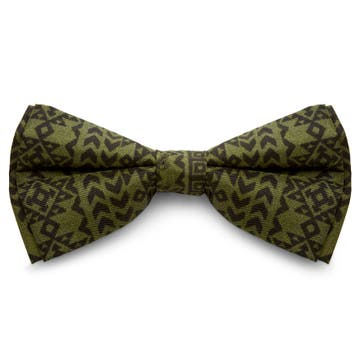 Olive & Khaki Green Patterned Silk Pre-Tied Bow Tie Olive & Khaki Green Patterned Silk Pre-Tied Bow Tie