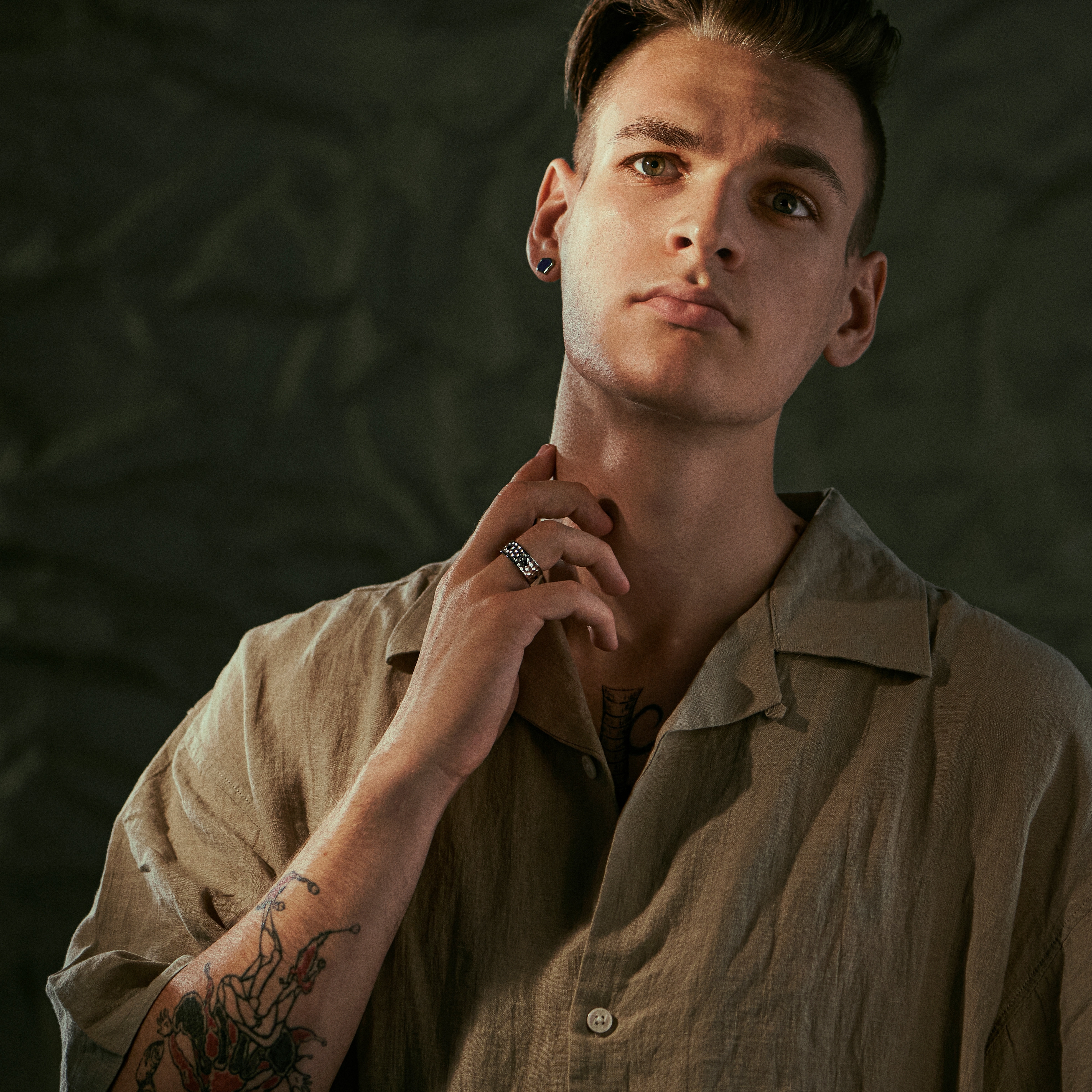 Orphic | 1/3” (9 mm) Black Zirconia Hammered Silver-Tone Stainless Steel Ring - 4