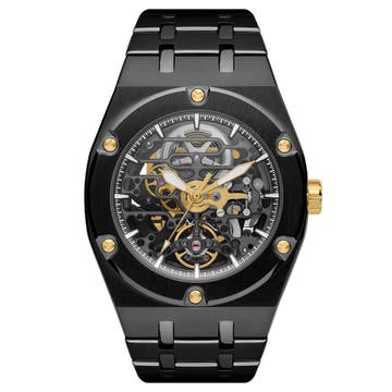 Aaran Mamut černé automatické skeletové hodinky 