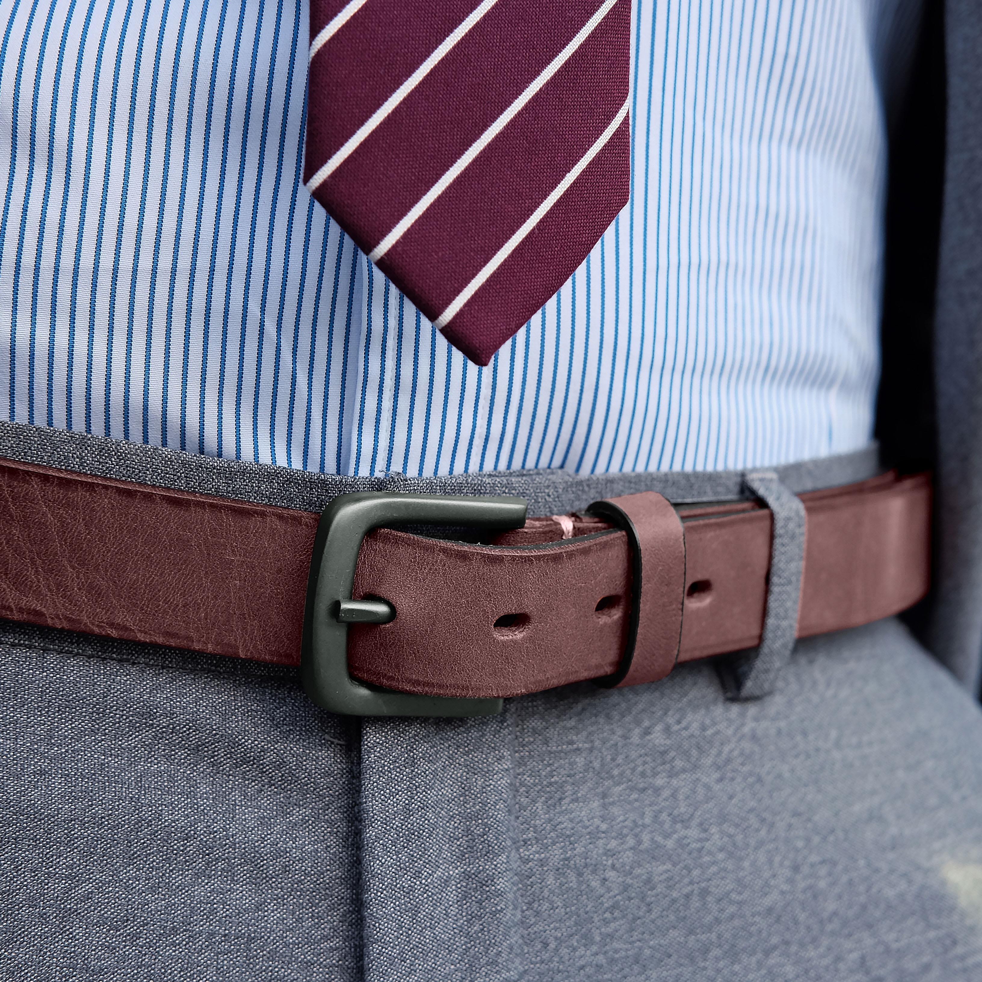 Cinturón de cuero en color coñac oscuro - 6