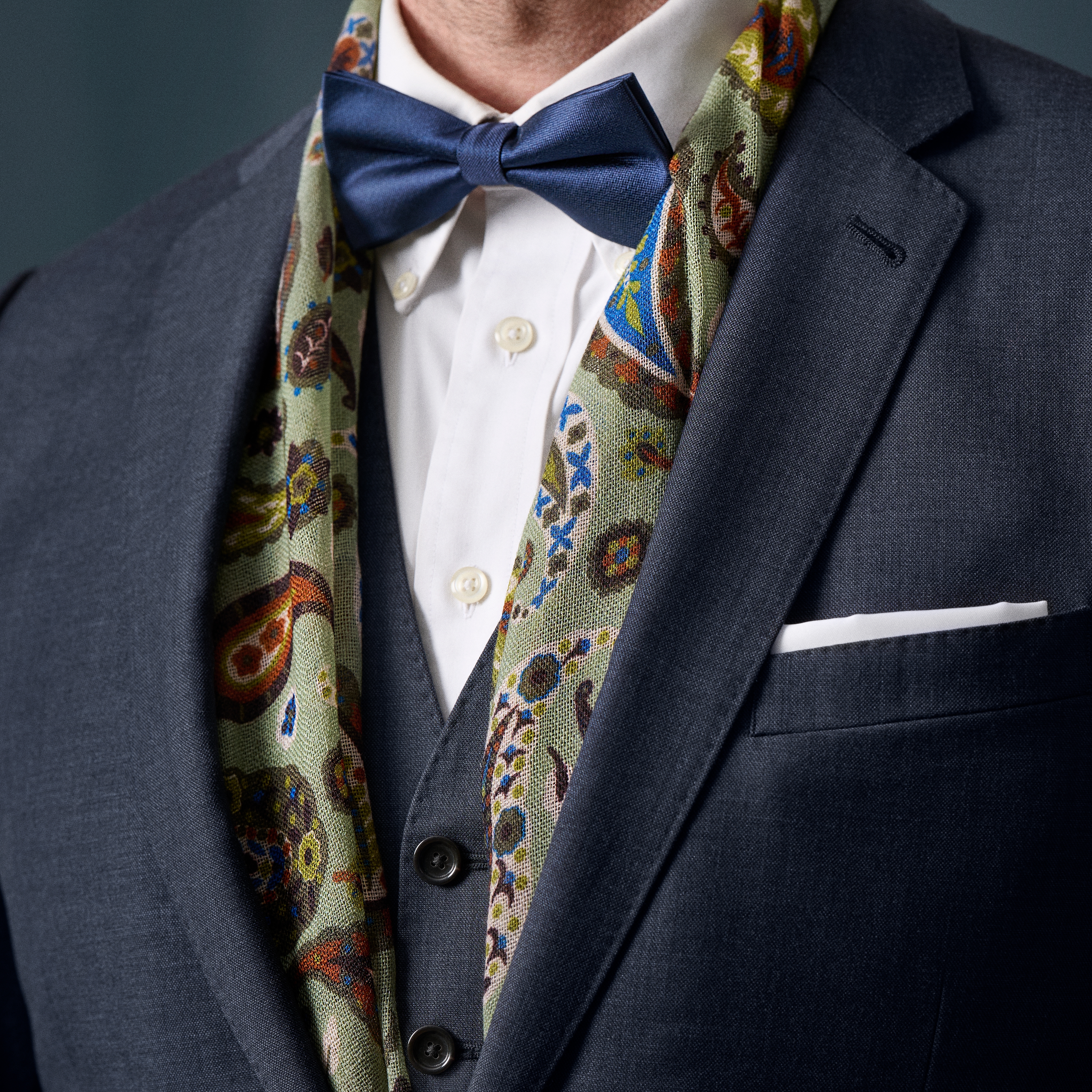 Virtuo | Sciarpa in lana con motivo paisley verde menta - 3