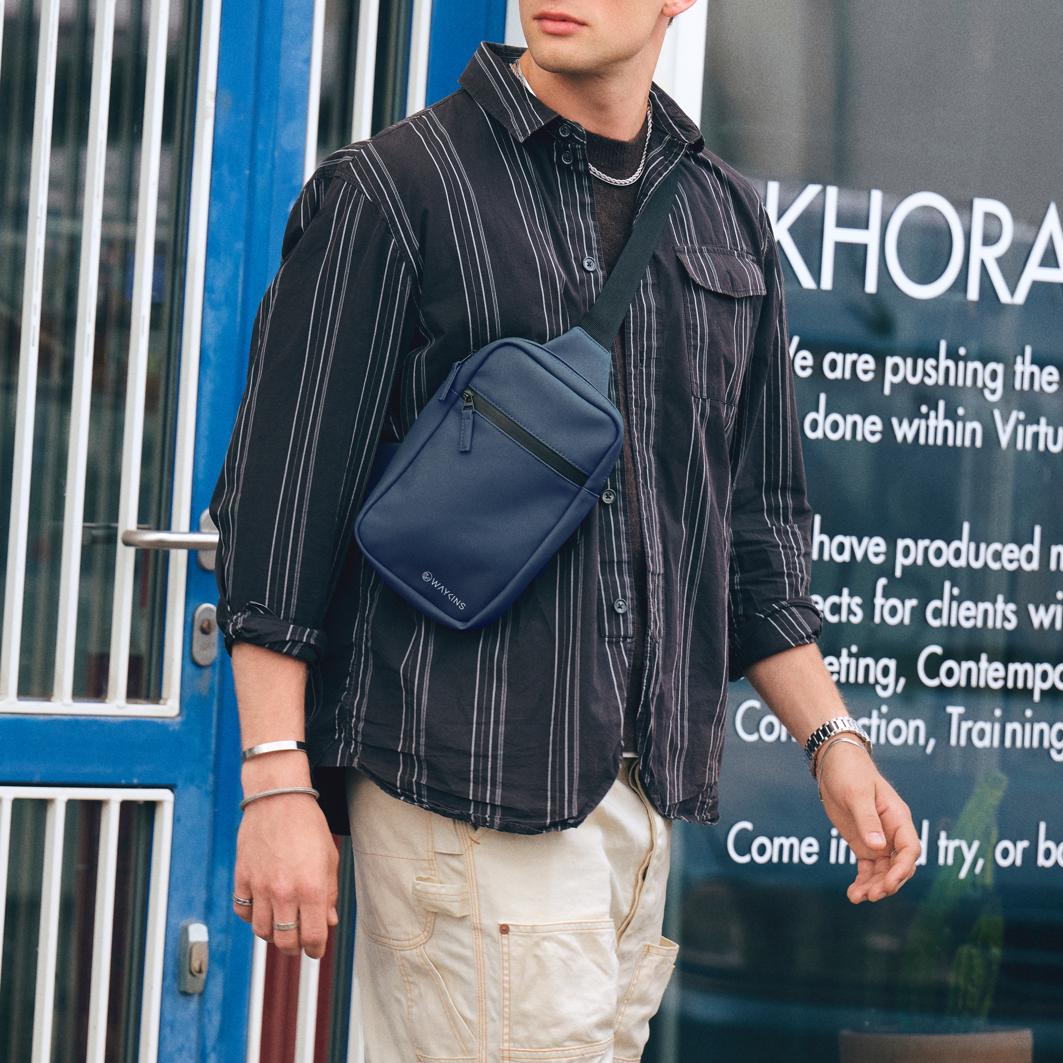 Horizon | Bolso de hombro de PU resistente al agua azul marino - 3