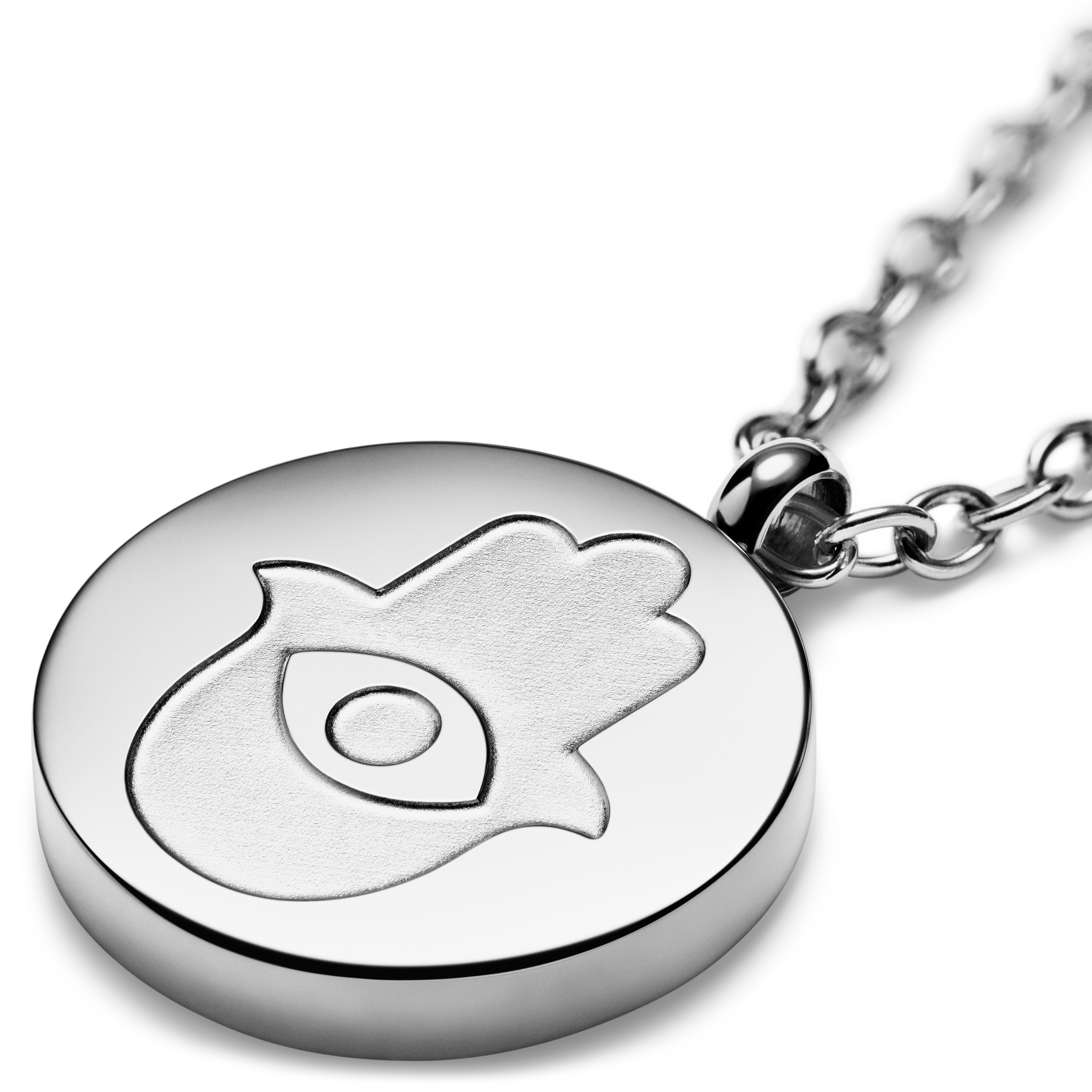 Unity | Silver-tone Stainless Steel Hamsa Hand Circle Necklace - 5