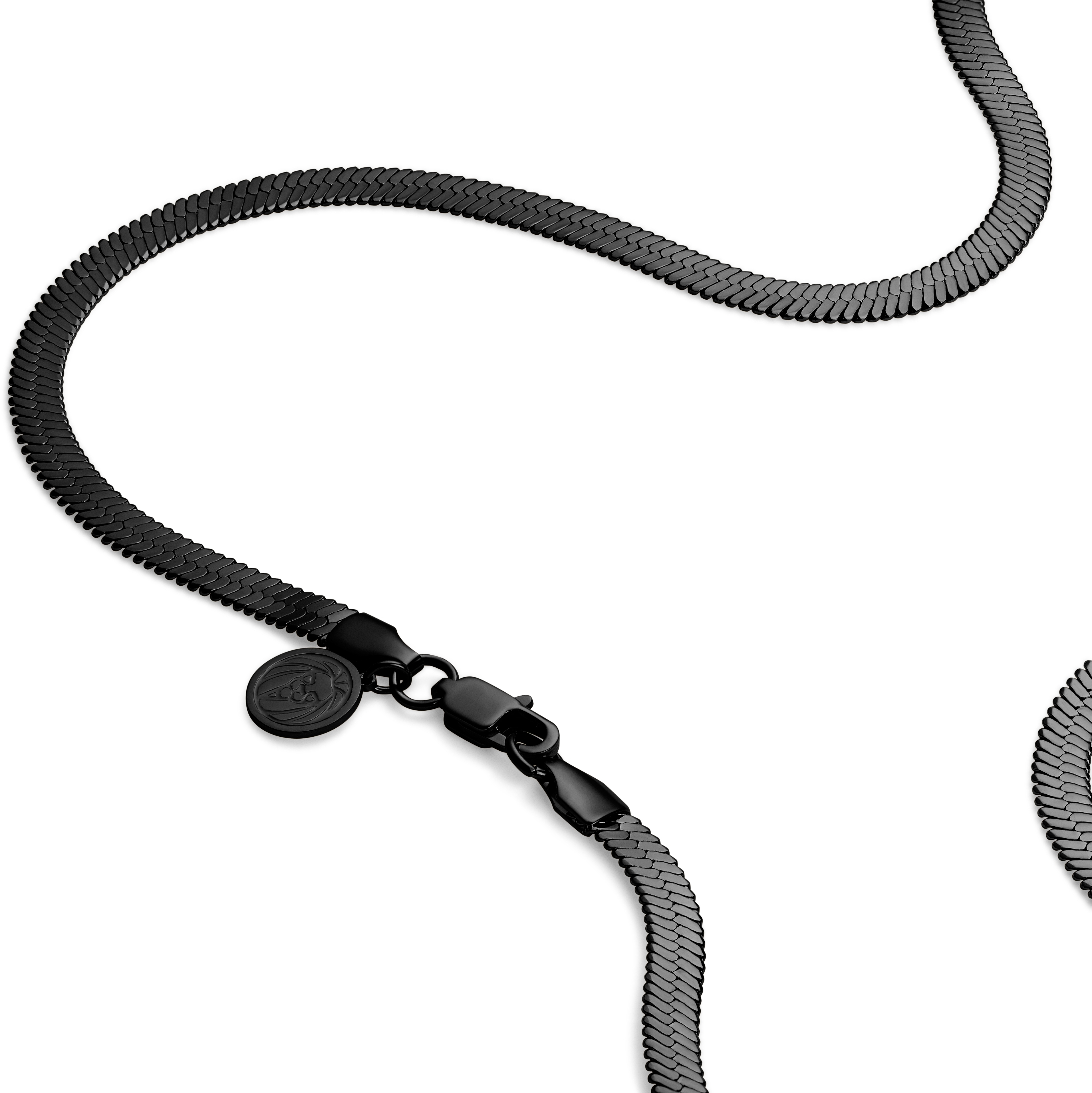 Essentials | 5 mm Gunmetal Black Herringbone Chain Necklace - 3