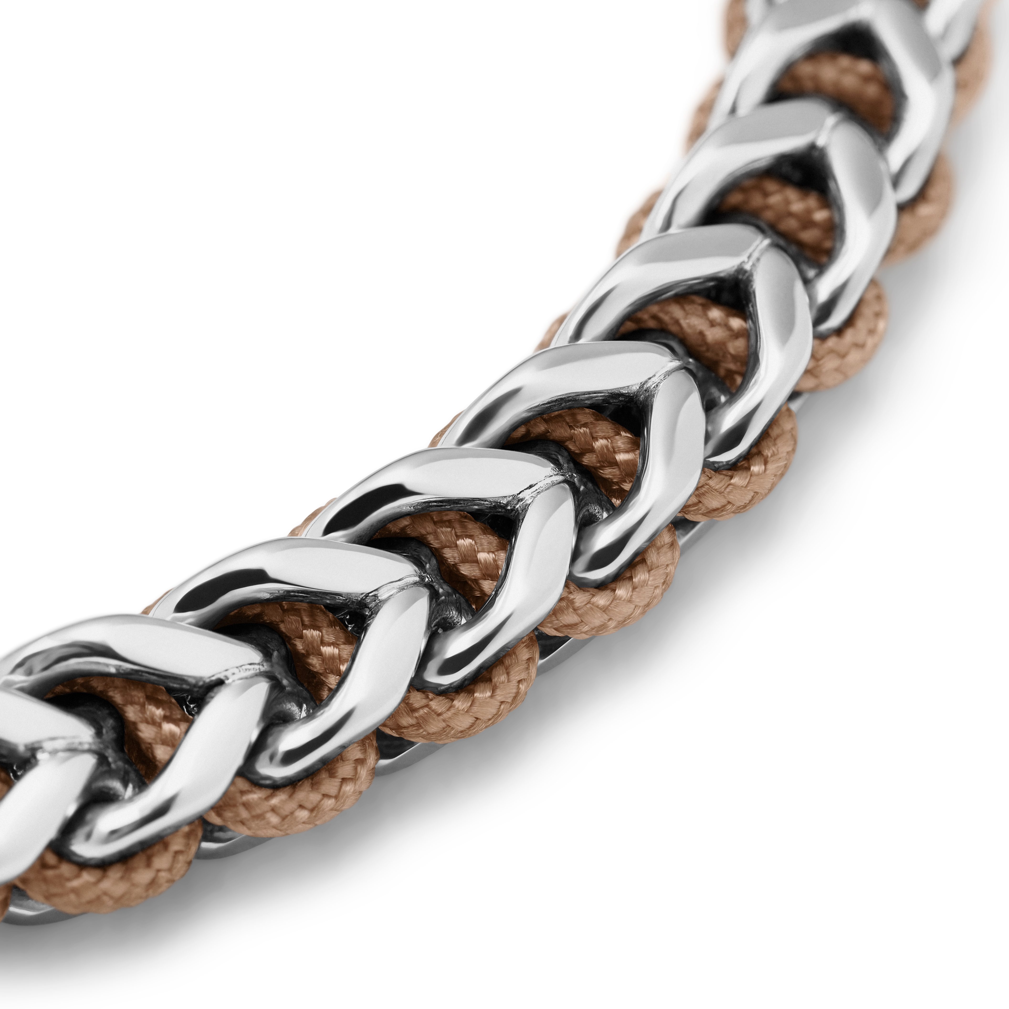 Narukvica od nehrđajućeg čelika i bež najlona - 6