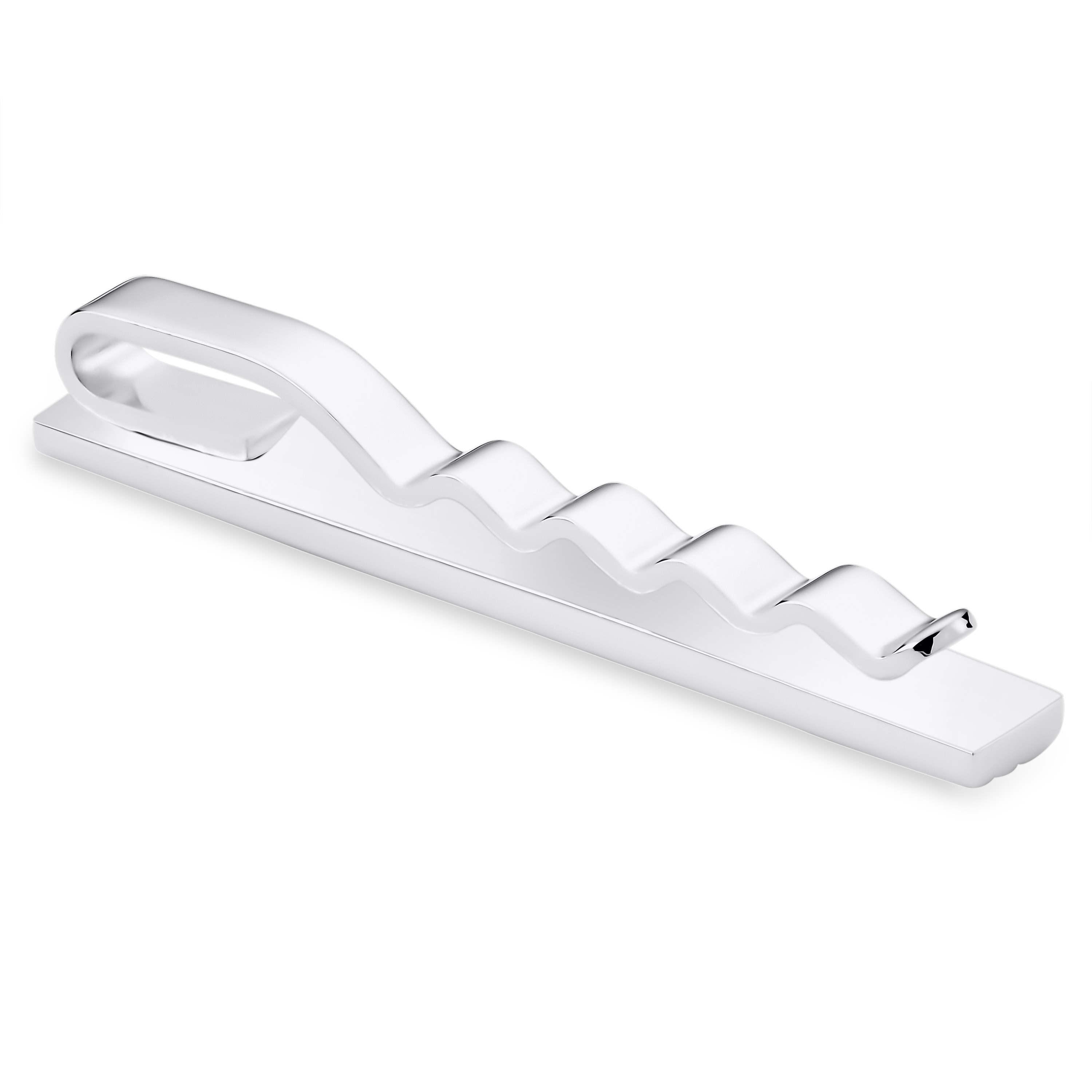 Novelle | Pince à cravate argentée brossée et polie - 2