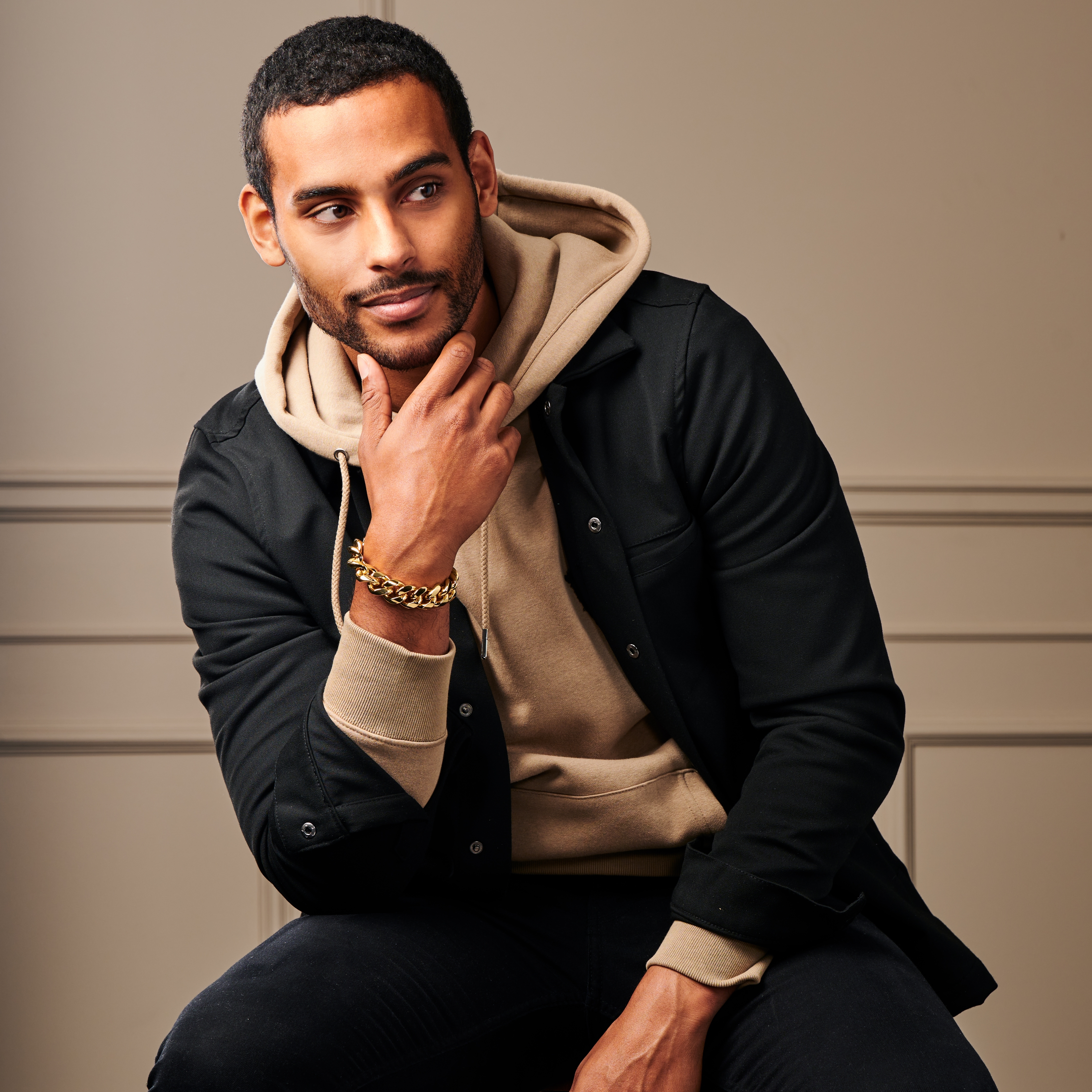 Bracciale a catena in acciaio color oro da 18 mm - 5