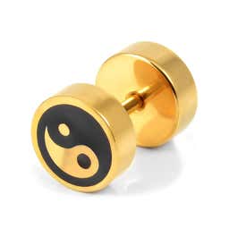 8 mm Gold-Tone Yin & Yang Stud Earring