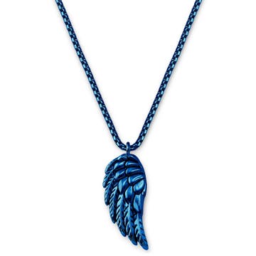 Egan | Blue Stainless Steel Feather Wing Box Chain Necklace