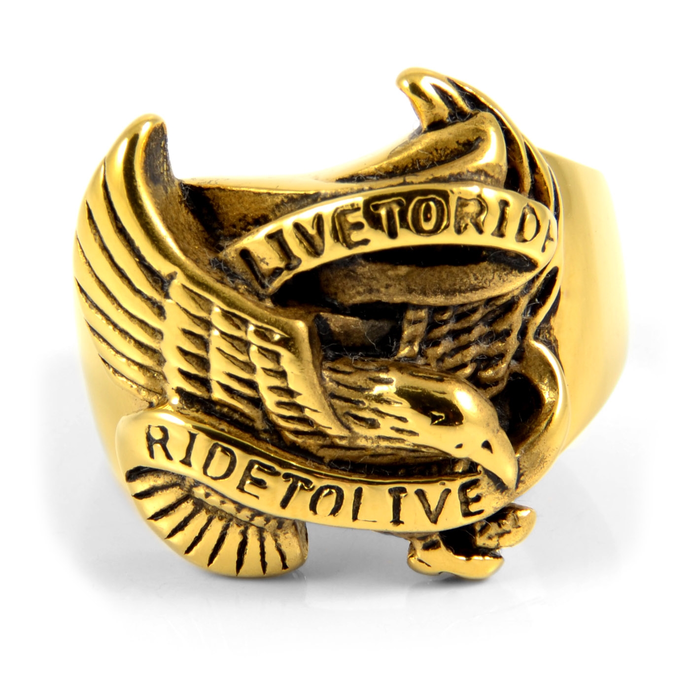 Goldfarbener Stahlring Adler - 2