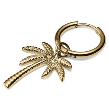 Boucle d'oreille en acier doré avec pendentif palmier Boucle d'oreille en acier doré avec pendentif palmier