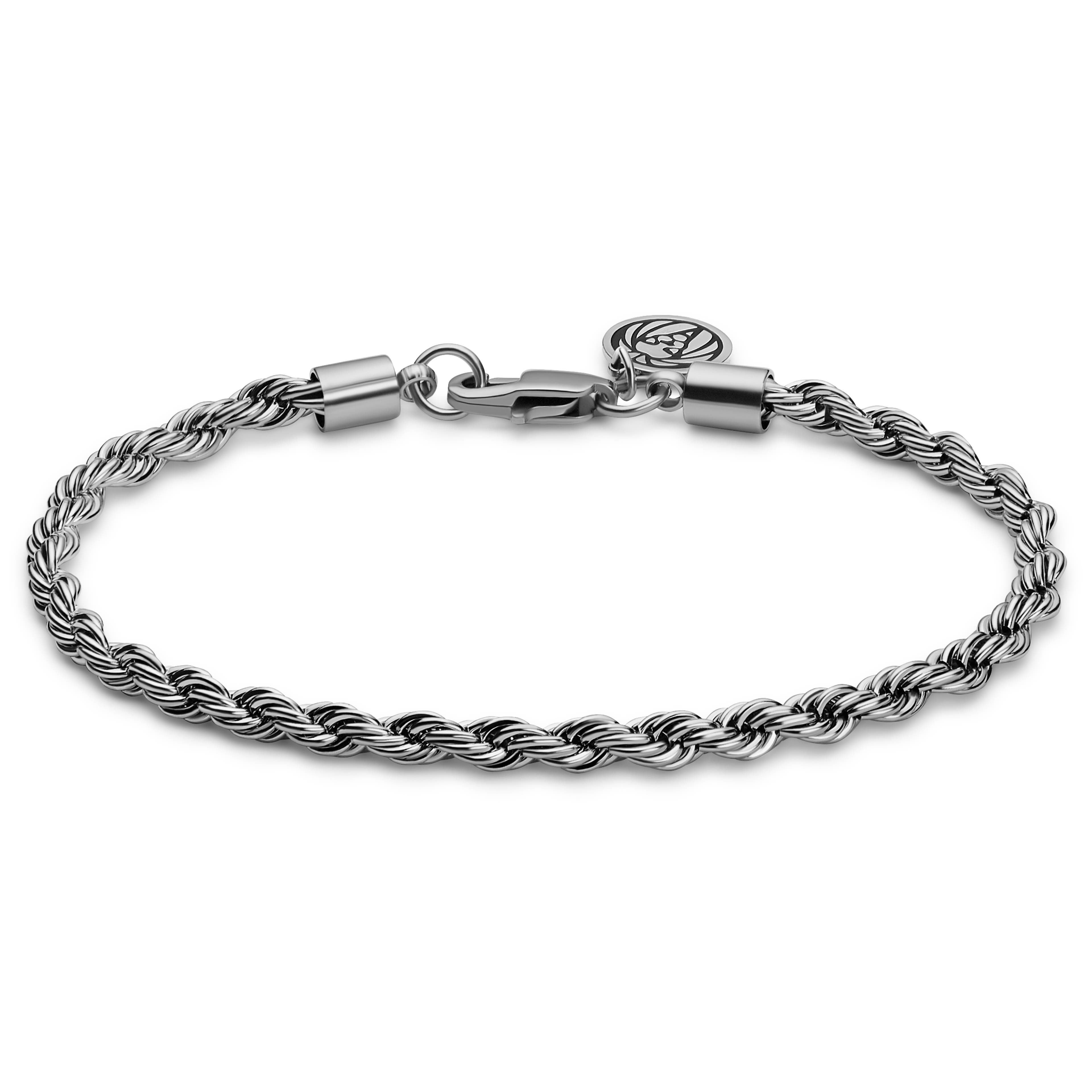 Essentials | 1/5" (4 mm) Silver-Tone Rope Chain Bracelet