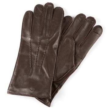 Chocolate Brown Perforated Sheepskin Gloves