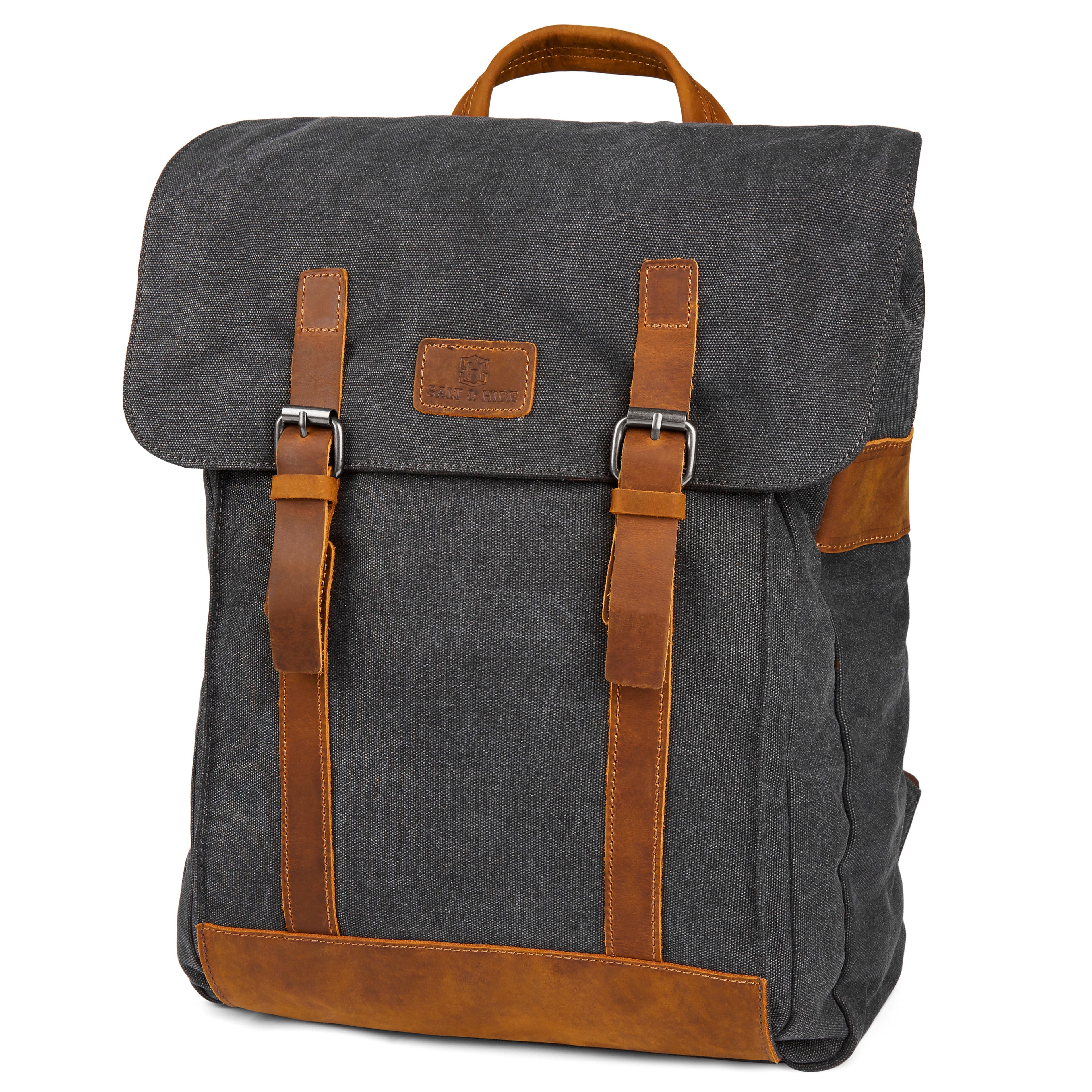 Tarpa, Classic Graphite Canvas & Tan Leather Backpack, In stock!