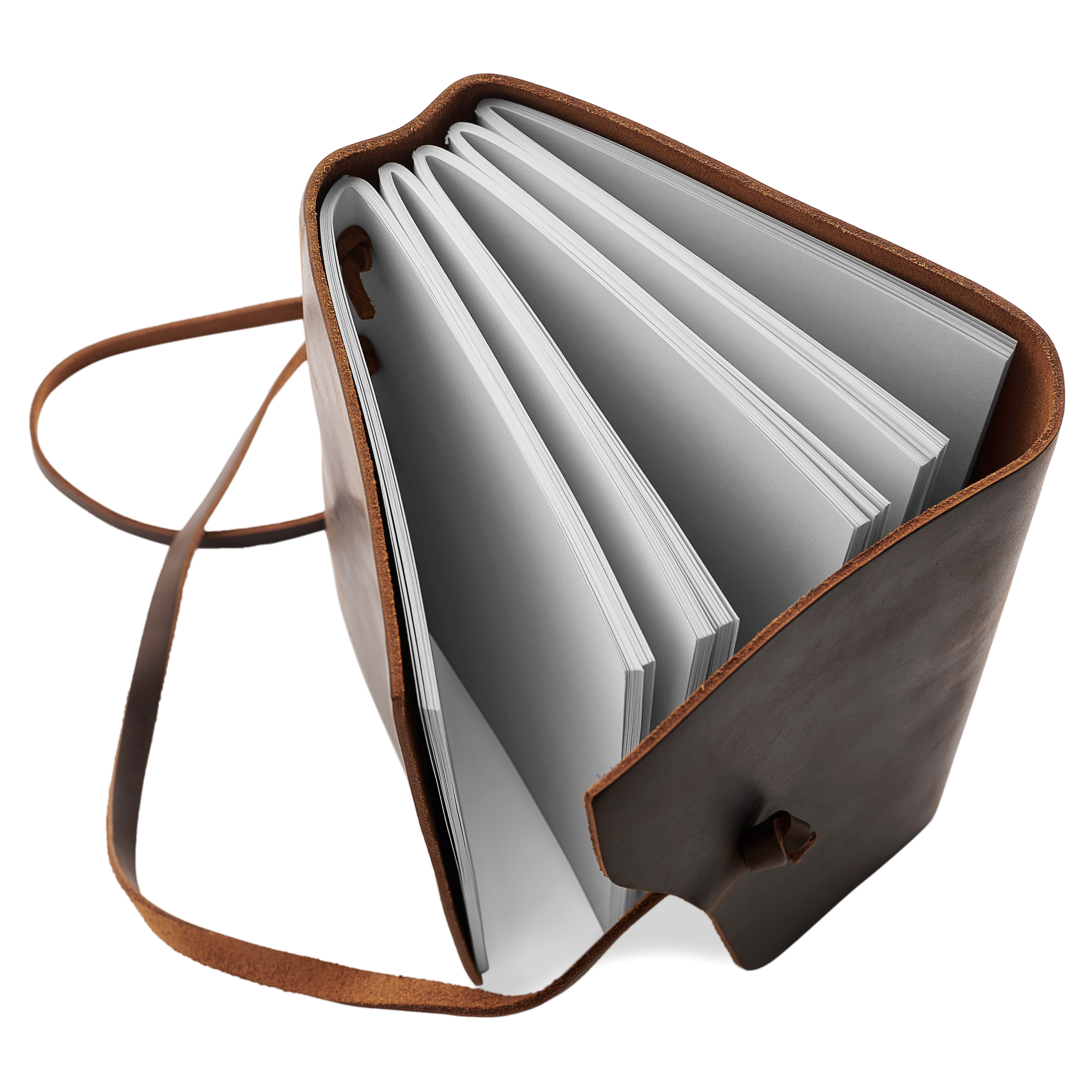 Notizbuch | Dunkelbraunes Leder | Wickelriemen - 5