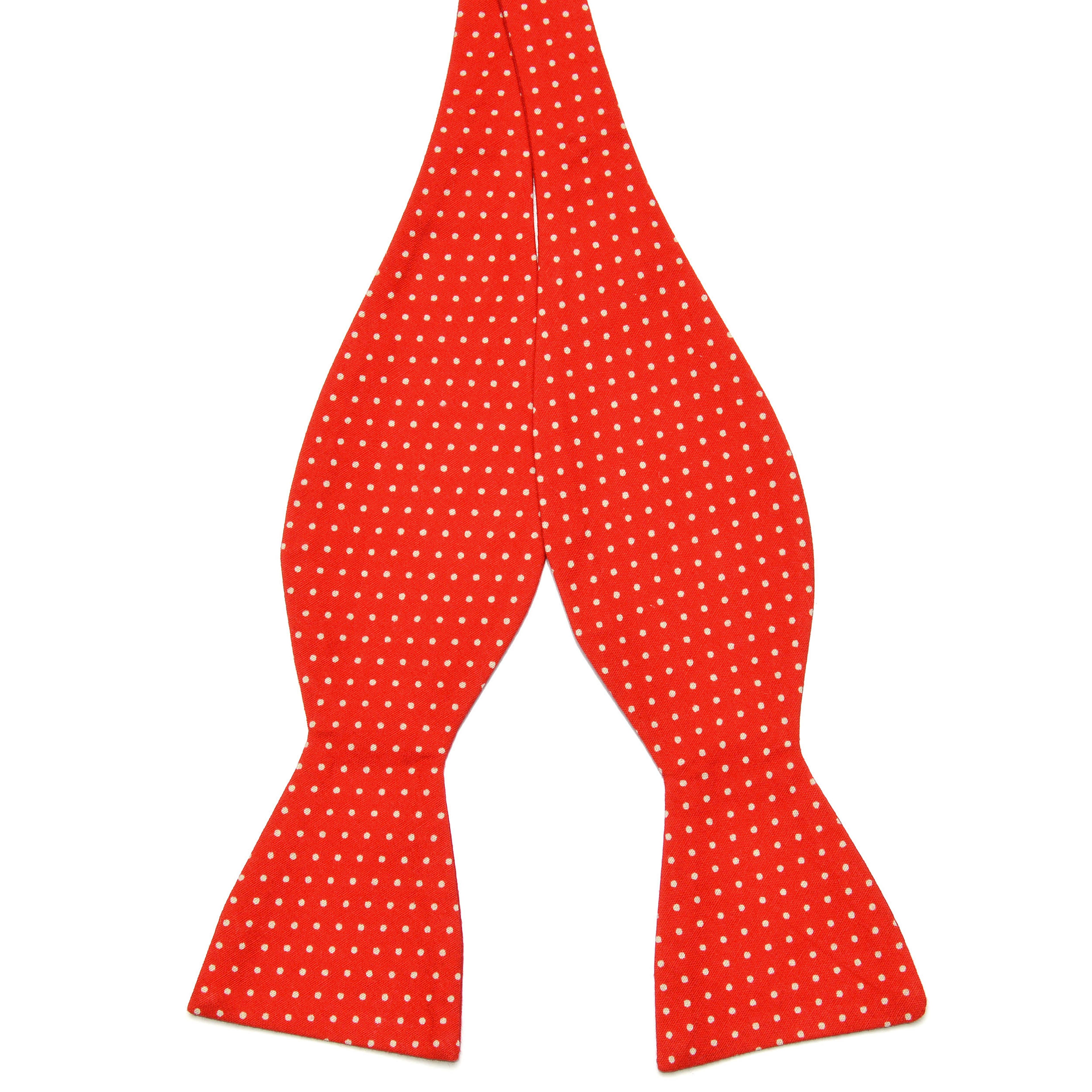 Papion self-tie din bumbac roșu cu puncte albe