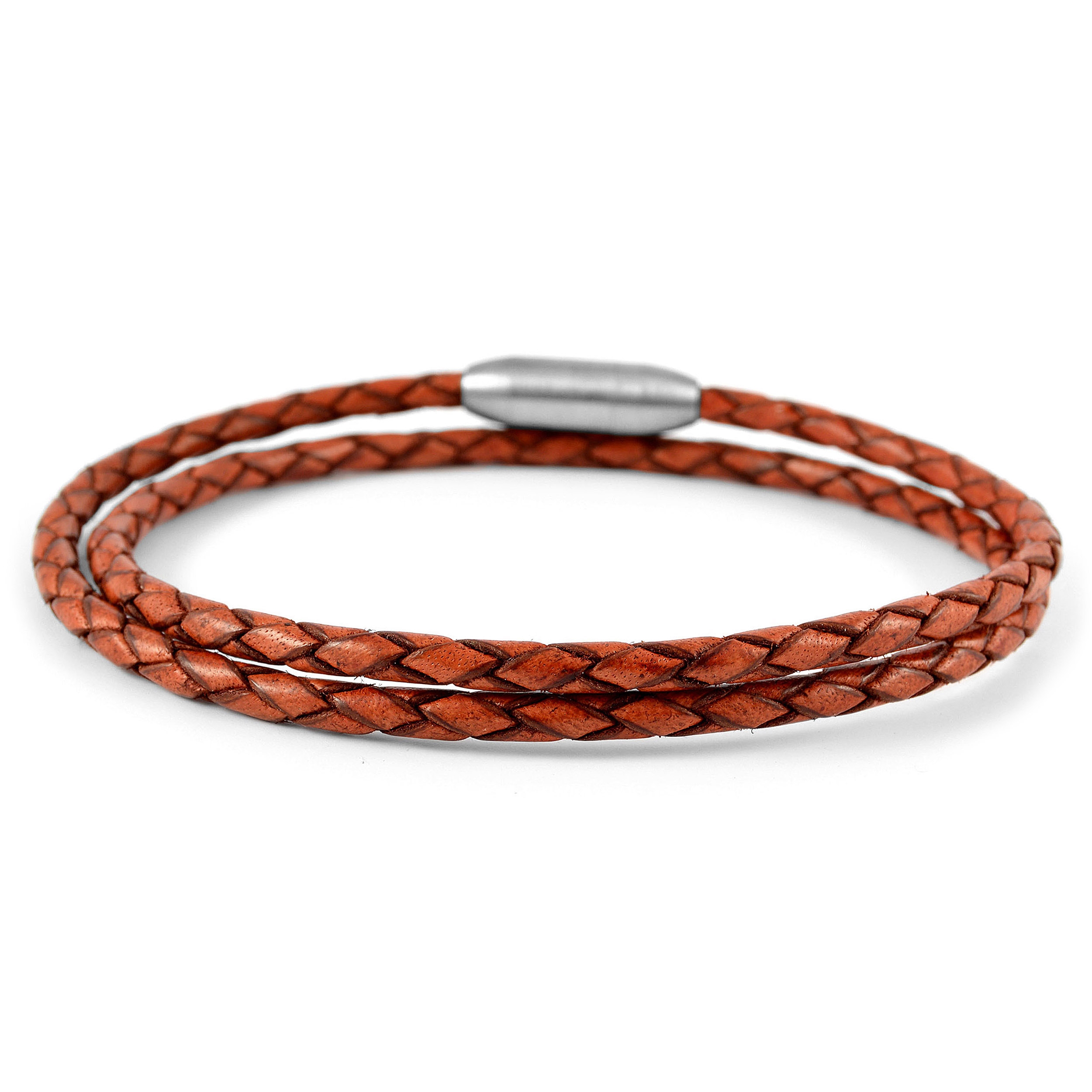 3mm Punaruskea Twist Bolo Nahkaranneke - 1