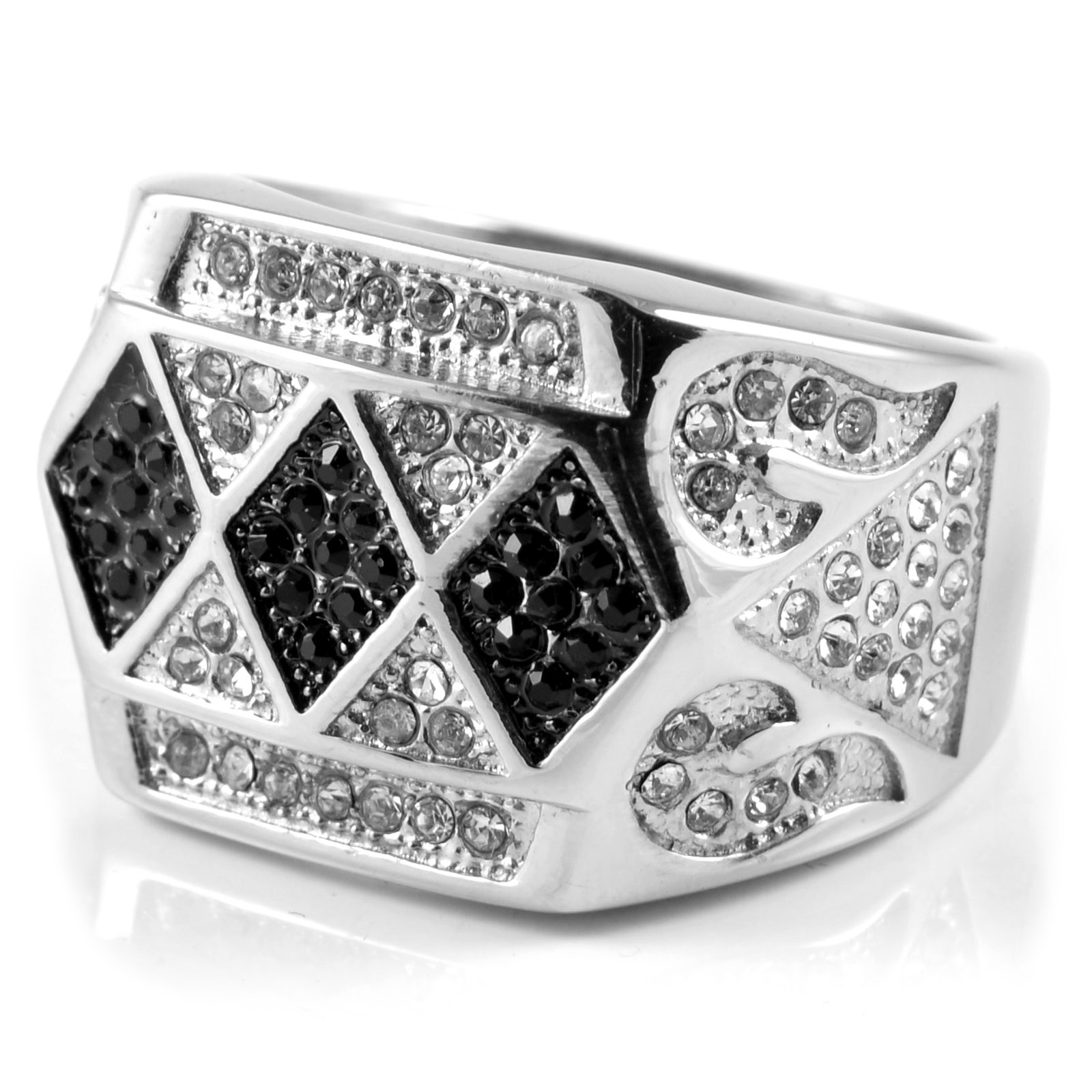 Oceľový prsteň Diamanty a Špirály - 1