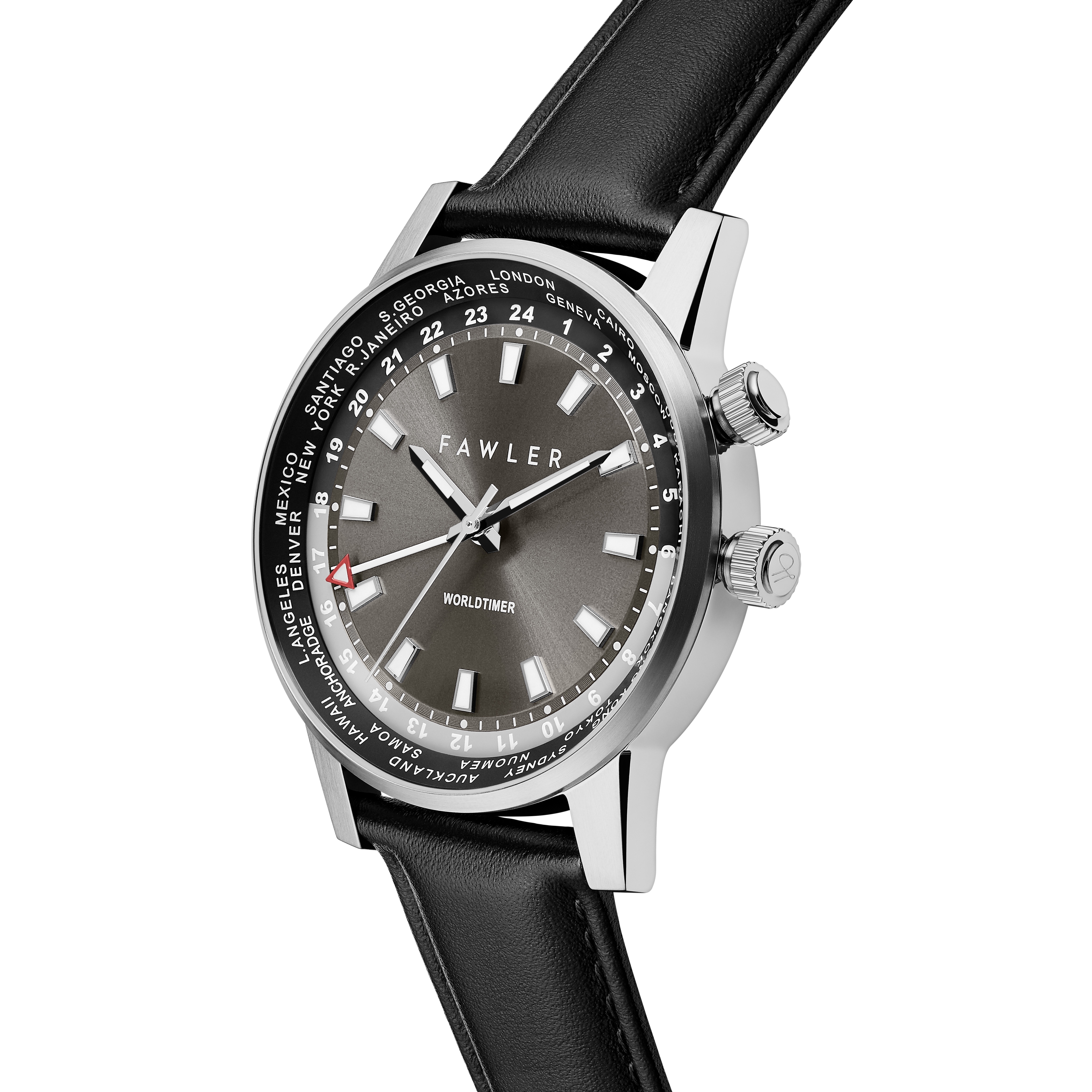 Gentium | Reloj GMT con varios husos horarios de acero inoxidable gris - 3