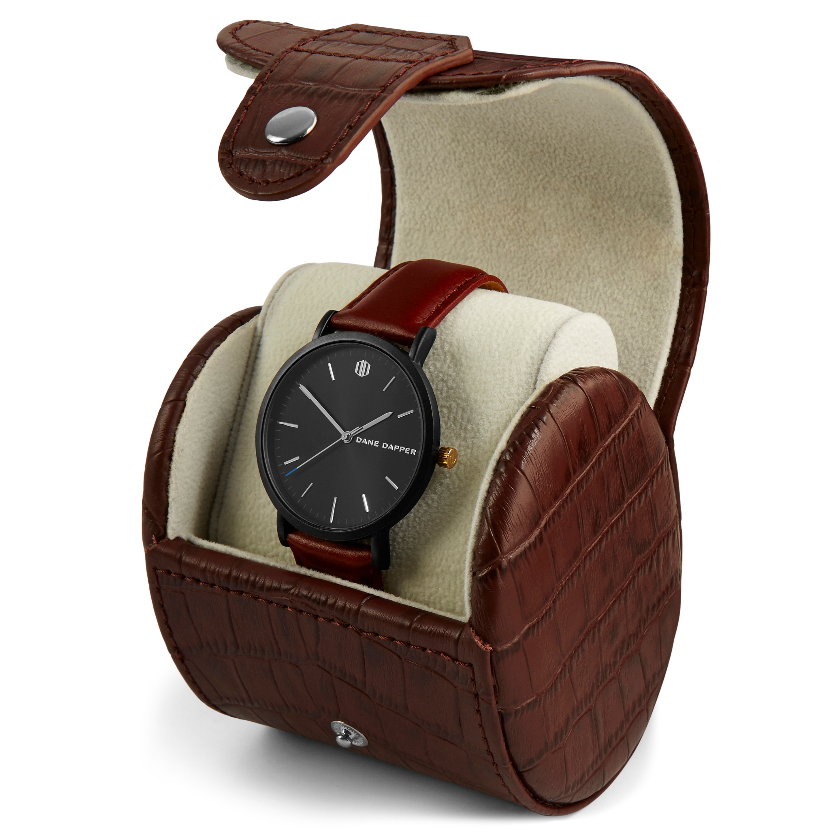 Funda para reloj individual marrón con diseño de cocodrilo - 4