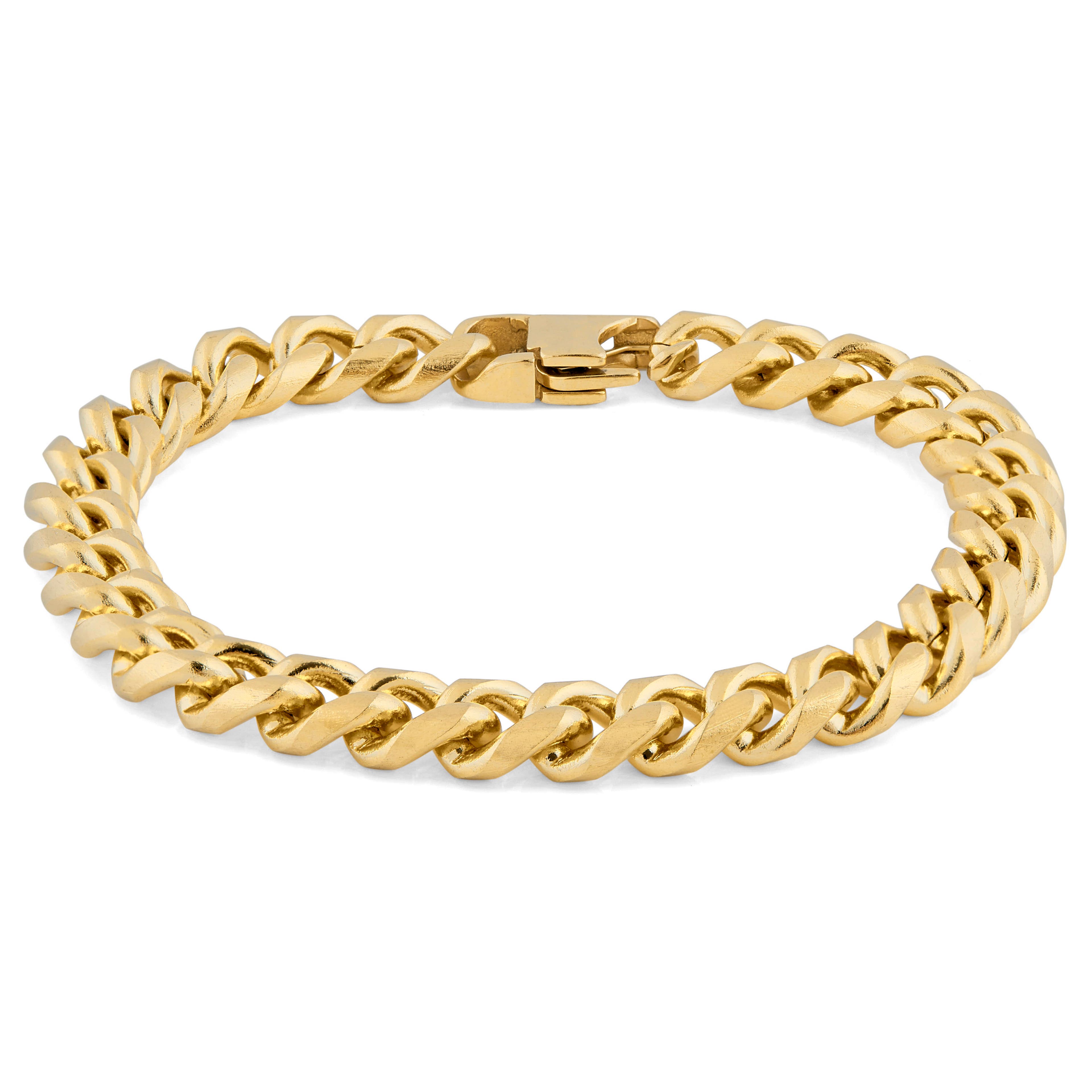 8mm Gold-Tone Stainless Steel Curb Chain Bracelet