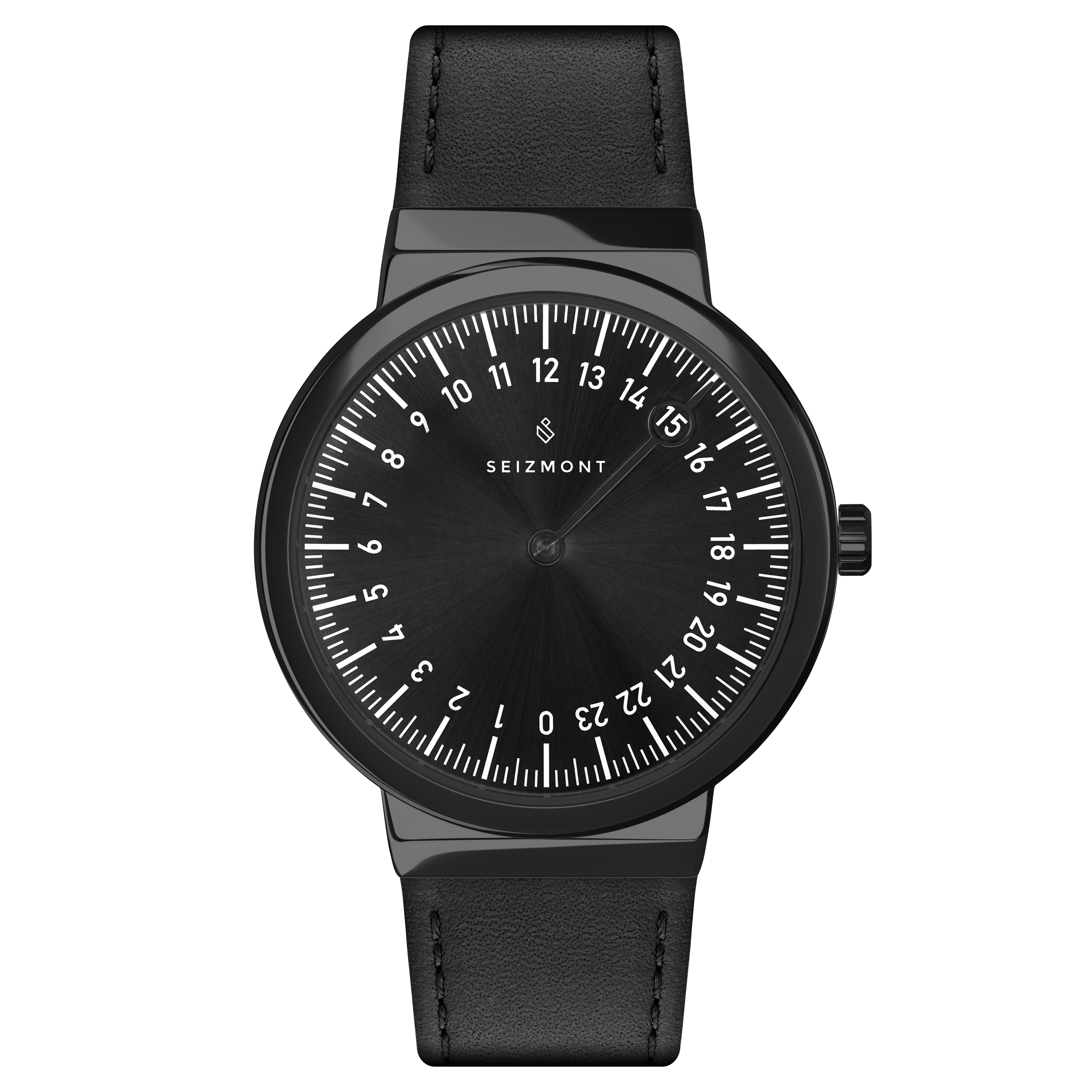Calm | Black 24-hour Watch With Black Dial & Black Strap | In