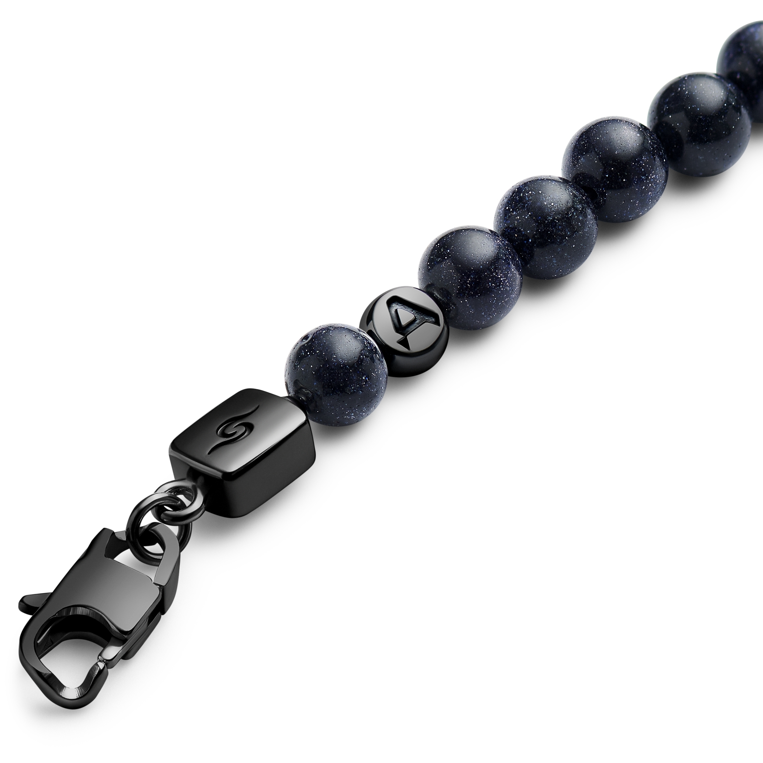Rico | Blue Sandstone & Black Stainless Steel Skull Bracelet - 3