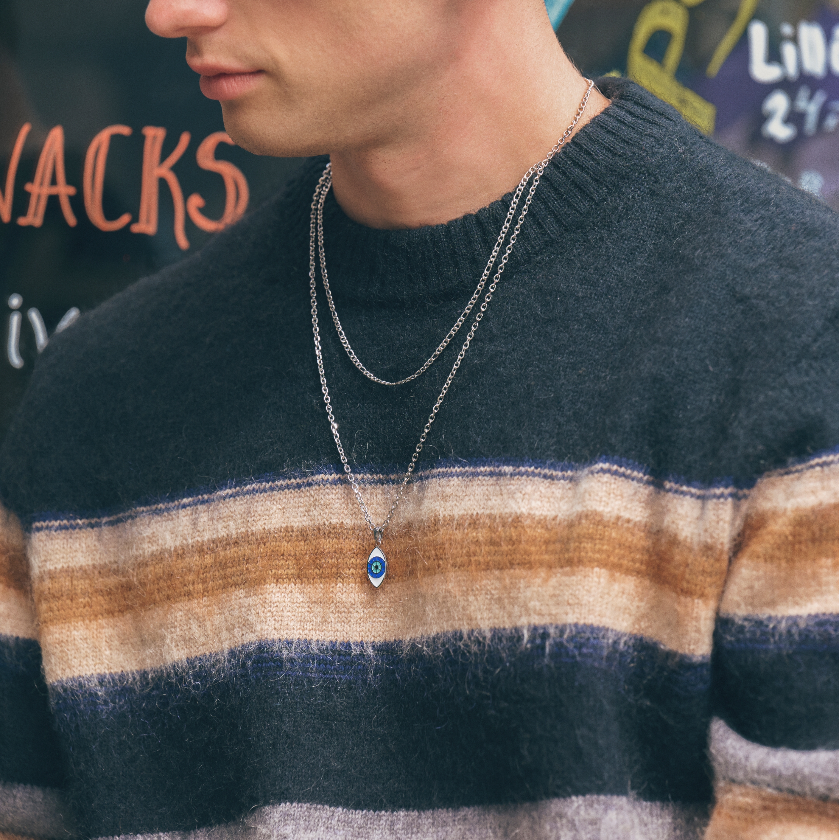 Essentials | Сребристо колие от верижка фигаро 4 мм - 5