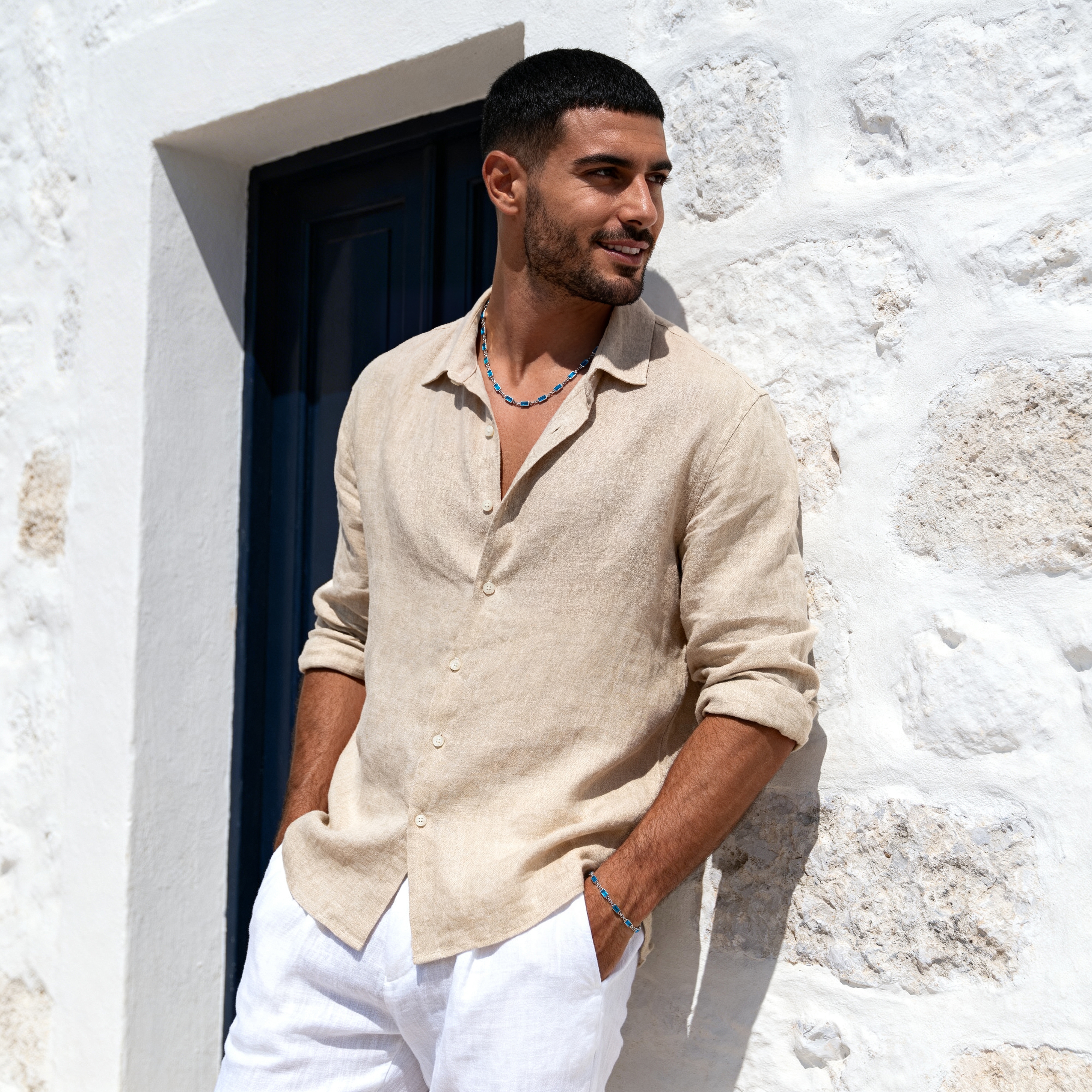 Prism | Collier argenté avec pierres en cristal bleu - 3