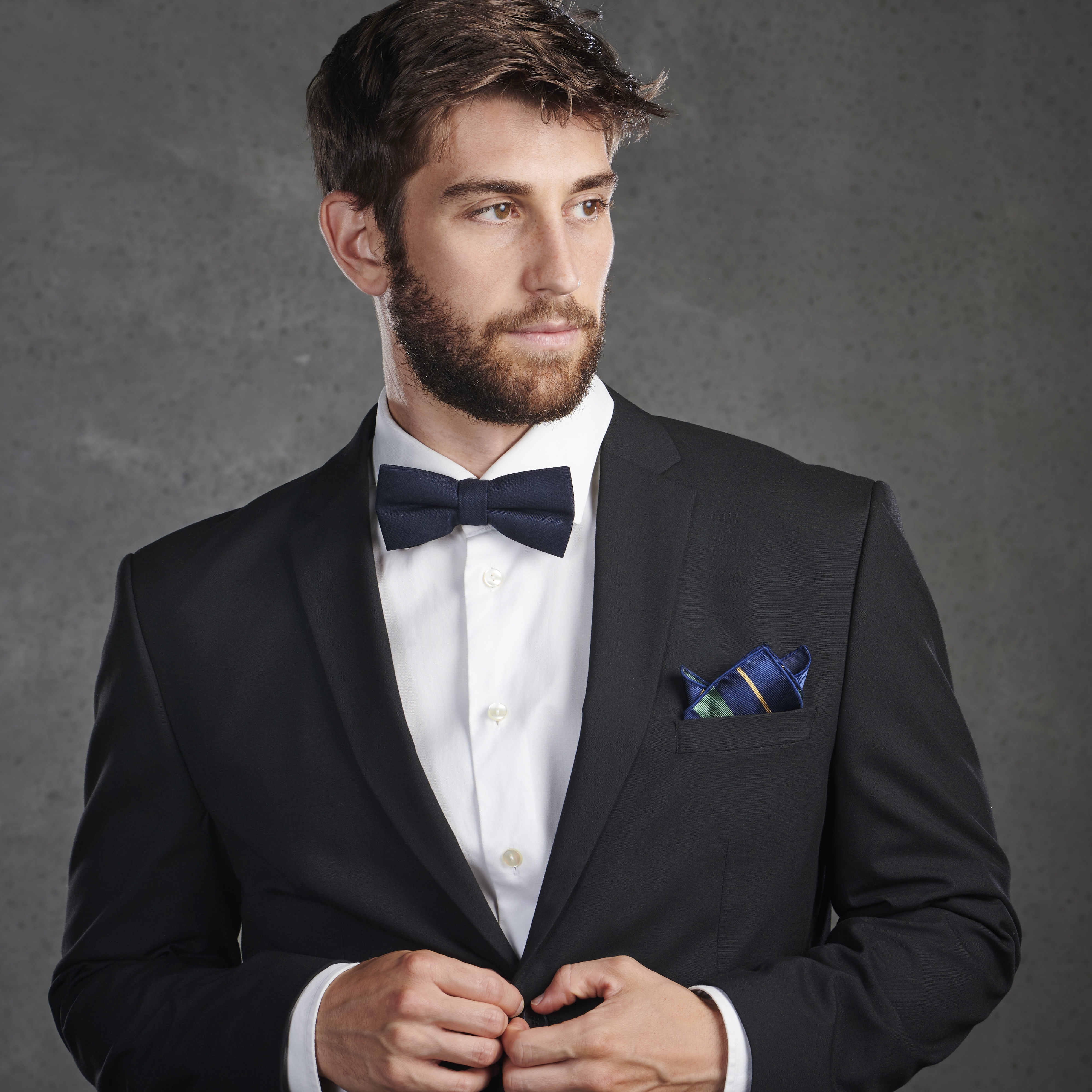 Green & Gold Stripe Navy Silk Pocket Square - 4